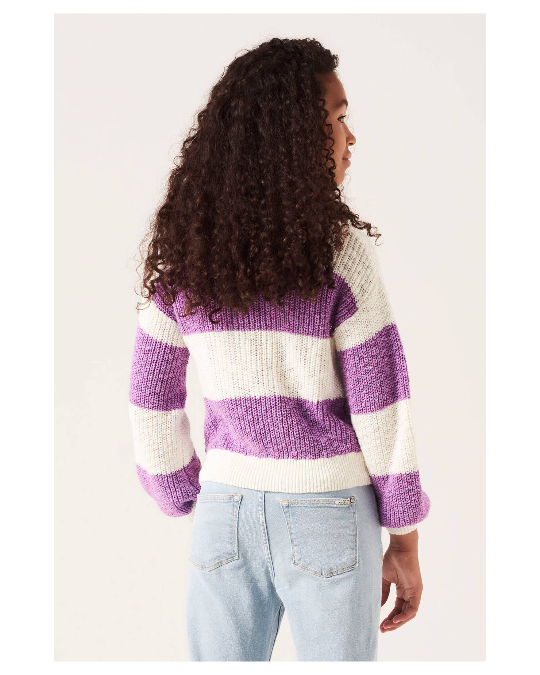 Garcia Mädchen Strickpullover Mit Blockstreifen - Weicher Pulli Für Alltag & Schule