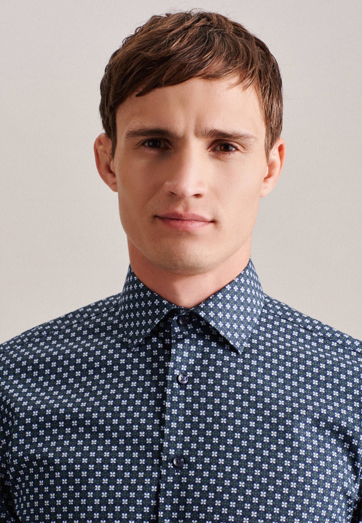 Seidensticker Camicia Business Slim Fit Uomo - Grigio Scuro 37 - Tessuto Chambray No-Stiro Con Bottoni Madreperla