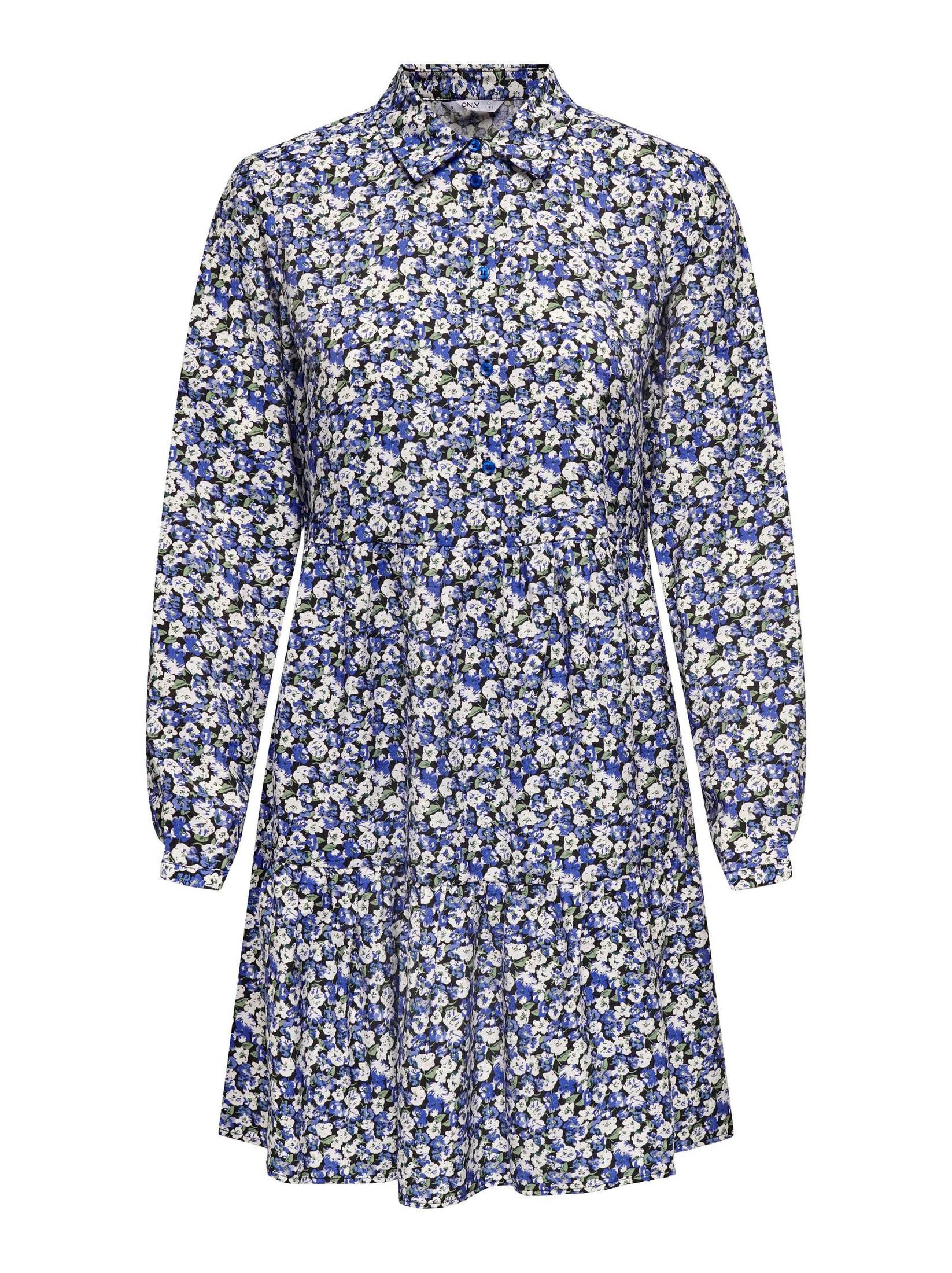 Only Damen Blusenkleid ONLSANDY LIFE L/S SHIRT DRESS in Blau kaufen |  engelhorn
