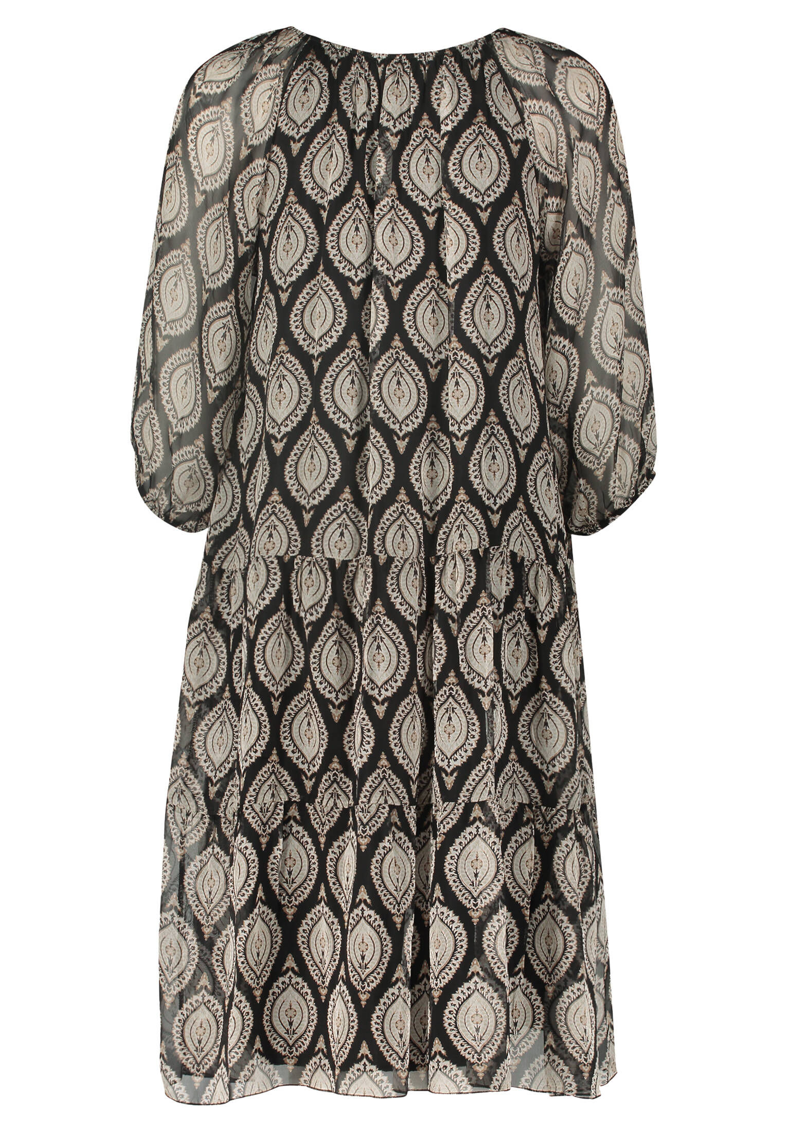 Cartoon Damen Sommerkleid Mit 3/4-Ärmeln – Eleganter Blumenprint In Creme & Rosa