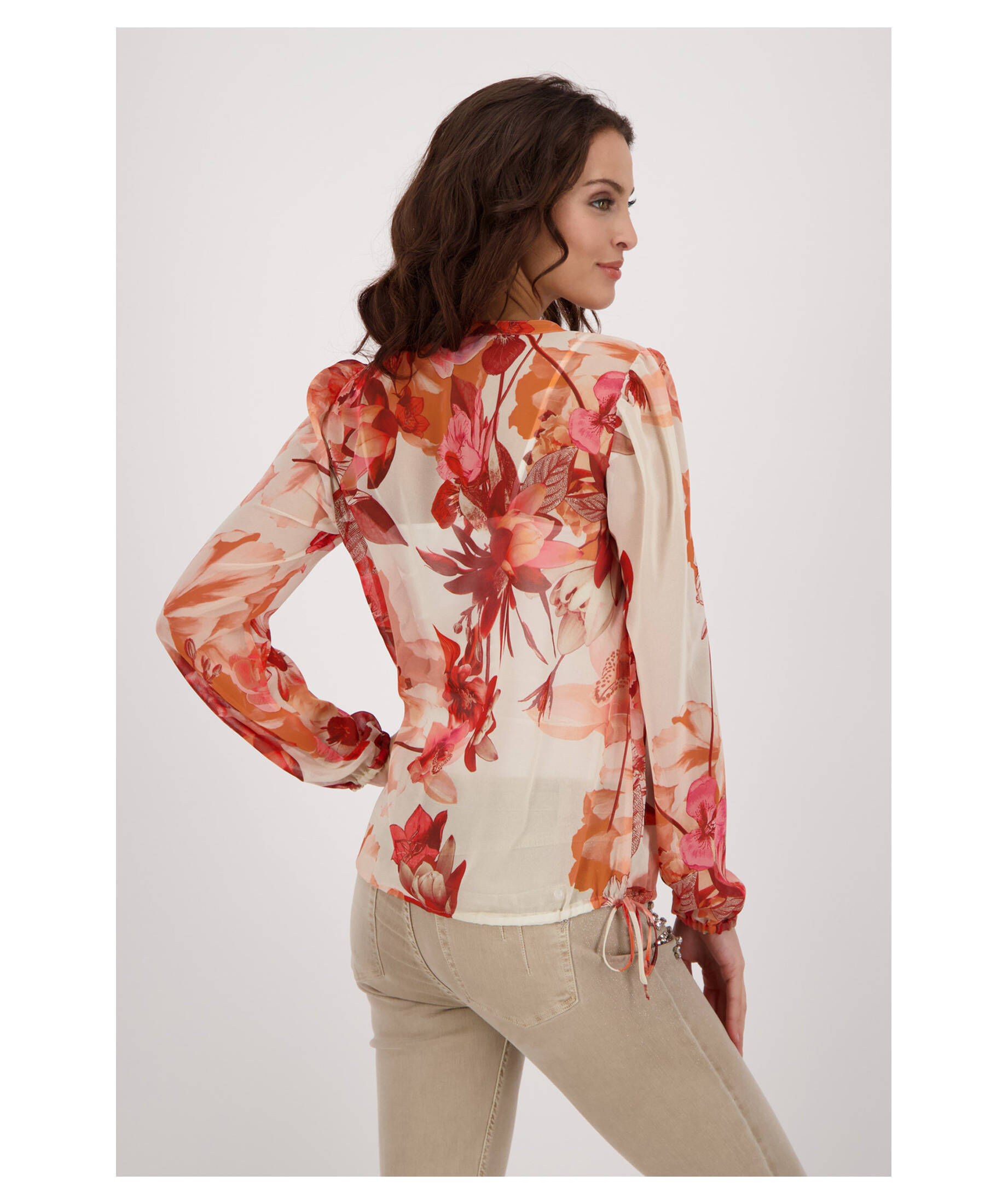 QS Damen Bluse Langarm Mit Raffung – Tunika-Ausschnitt, Regular Fit