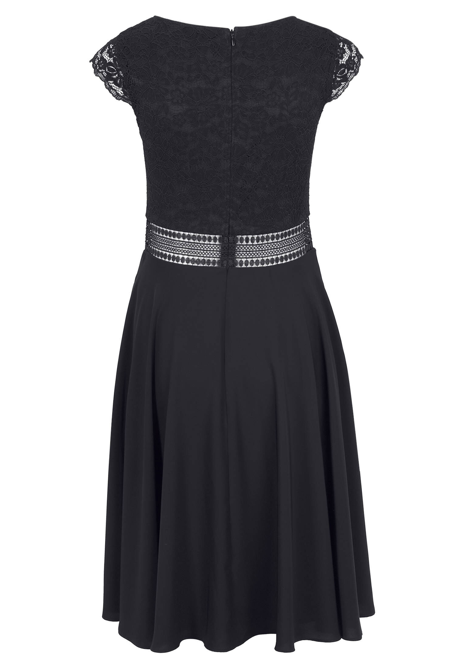 Schwarzes Spitzen-Abendkleid: Abendkleid Mit Tiefem Rücken