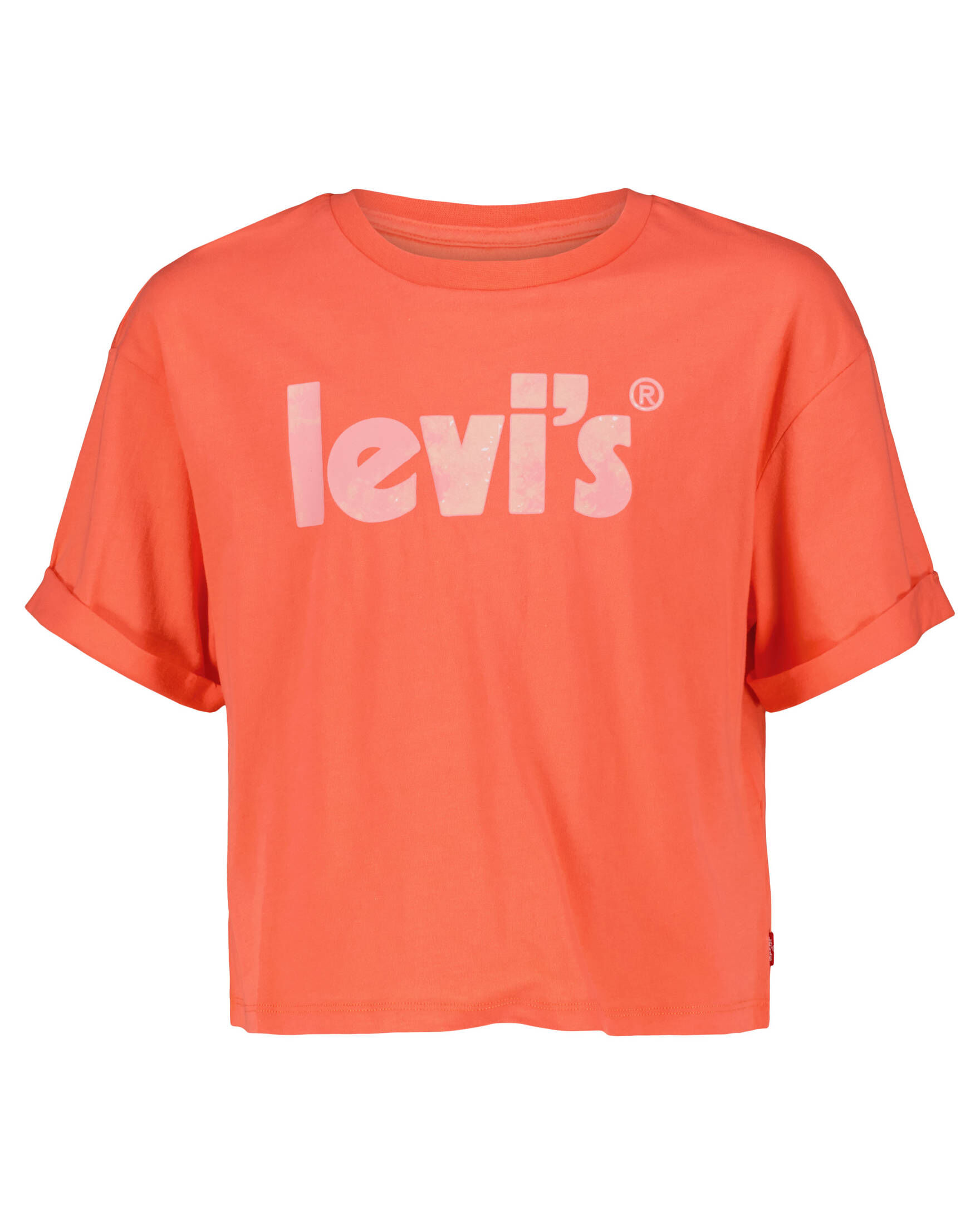 T-shirt Fille Levi's Meet & Greet à Manches Courtes Retroussées - Coupe Ample, Col Ras Du Cou - Modèle Décontracté