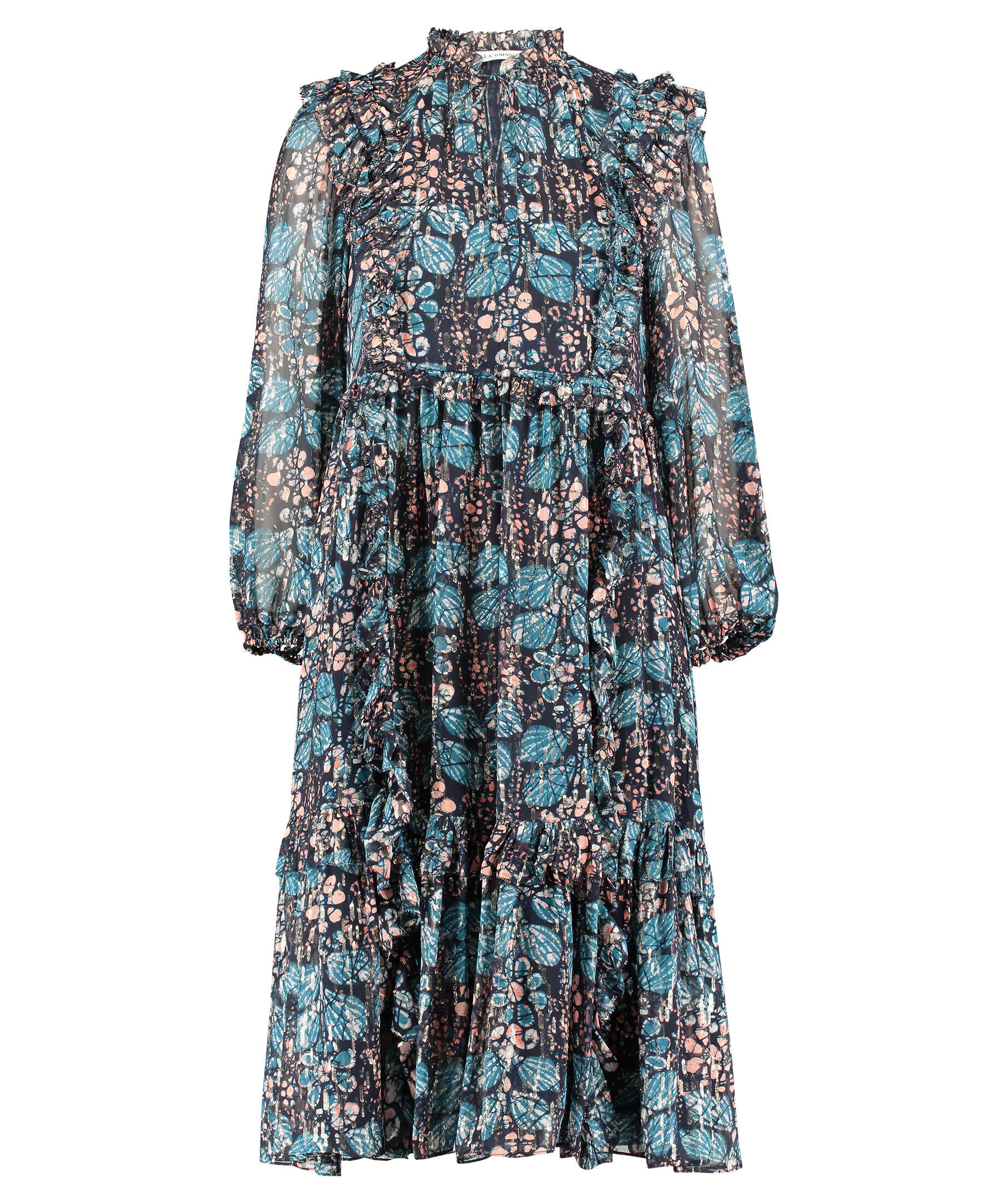 Damen Midikleid Langarm - Cartoon Design Mit Floralem Muster