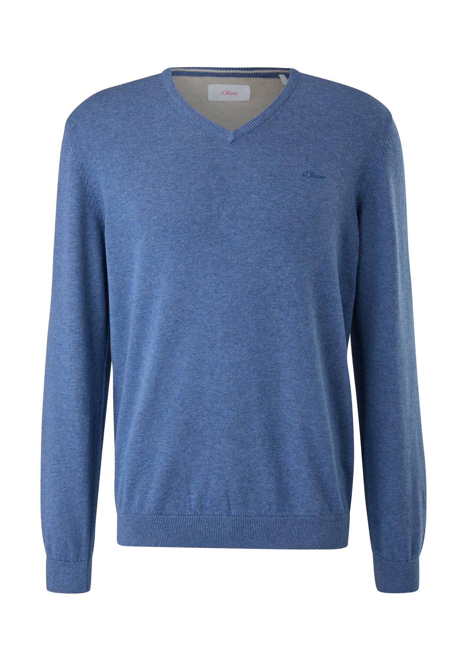 S.Oliver Herren Sweater – Baumwollstrick, Gestreift, Rundhals, Relaxed Fit
