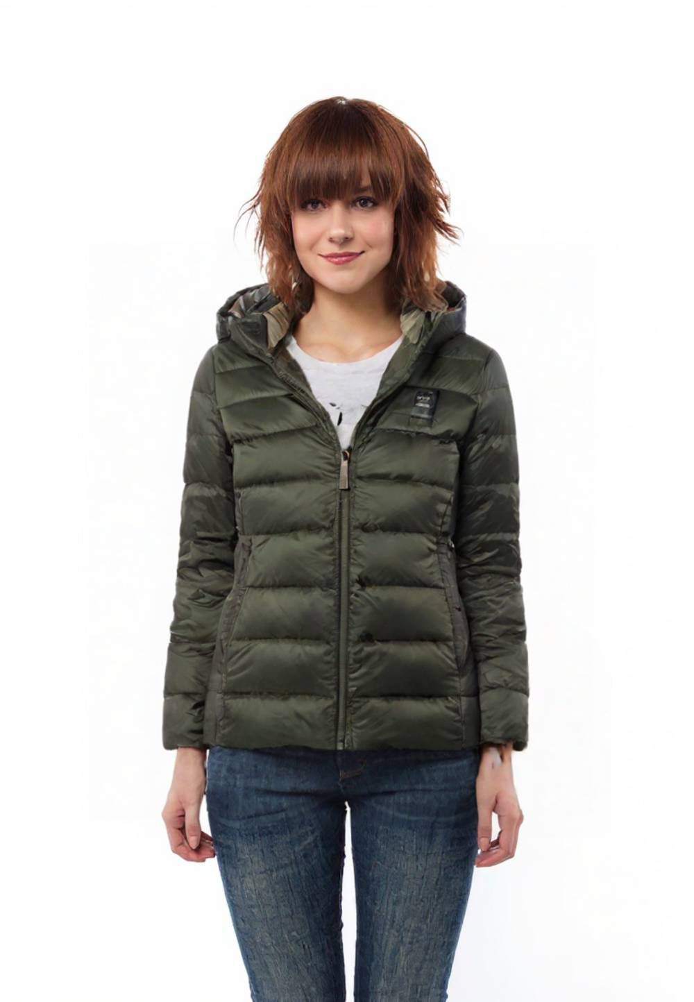 Blauer Damen Daunenjacke Blauer Daunenjacke Mit Kapuze Blauer