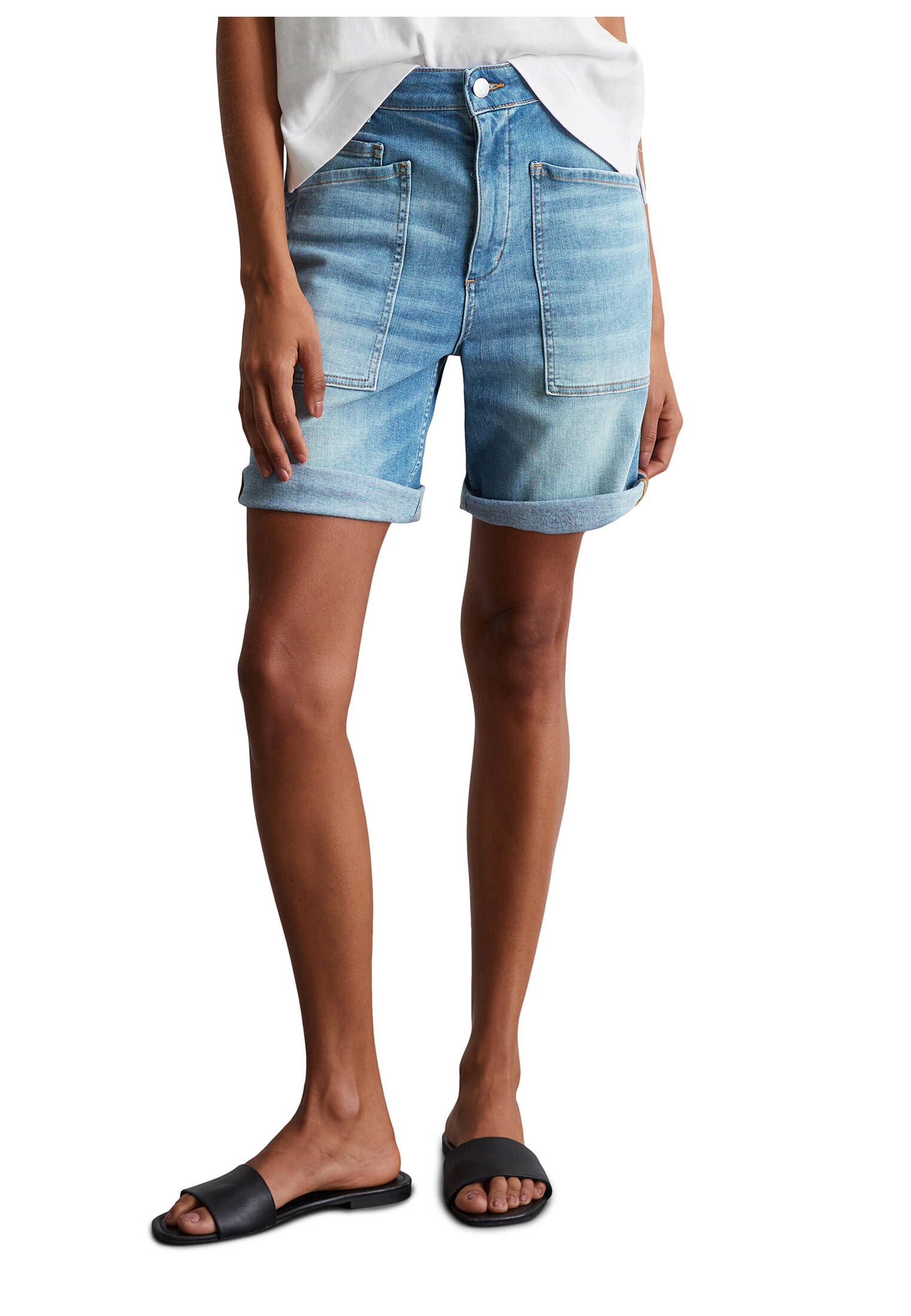 Chasehot Jeansshorts voor Vrouwen, Damen Jeansshorts met hoge Taille, Denim Korte Broek, Stijlvolle Gescheurde Shorts, Stretch Zomerjeans met rauwe Zoom, Zwart-L