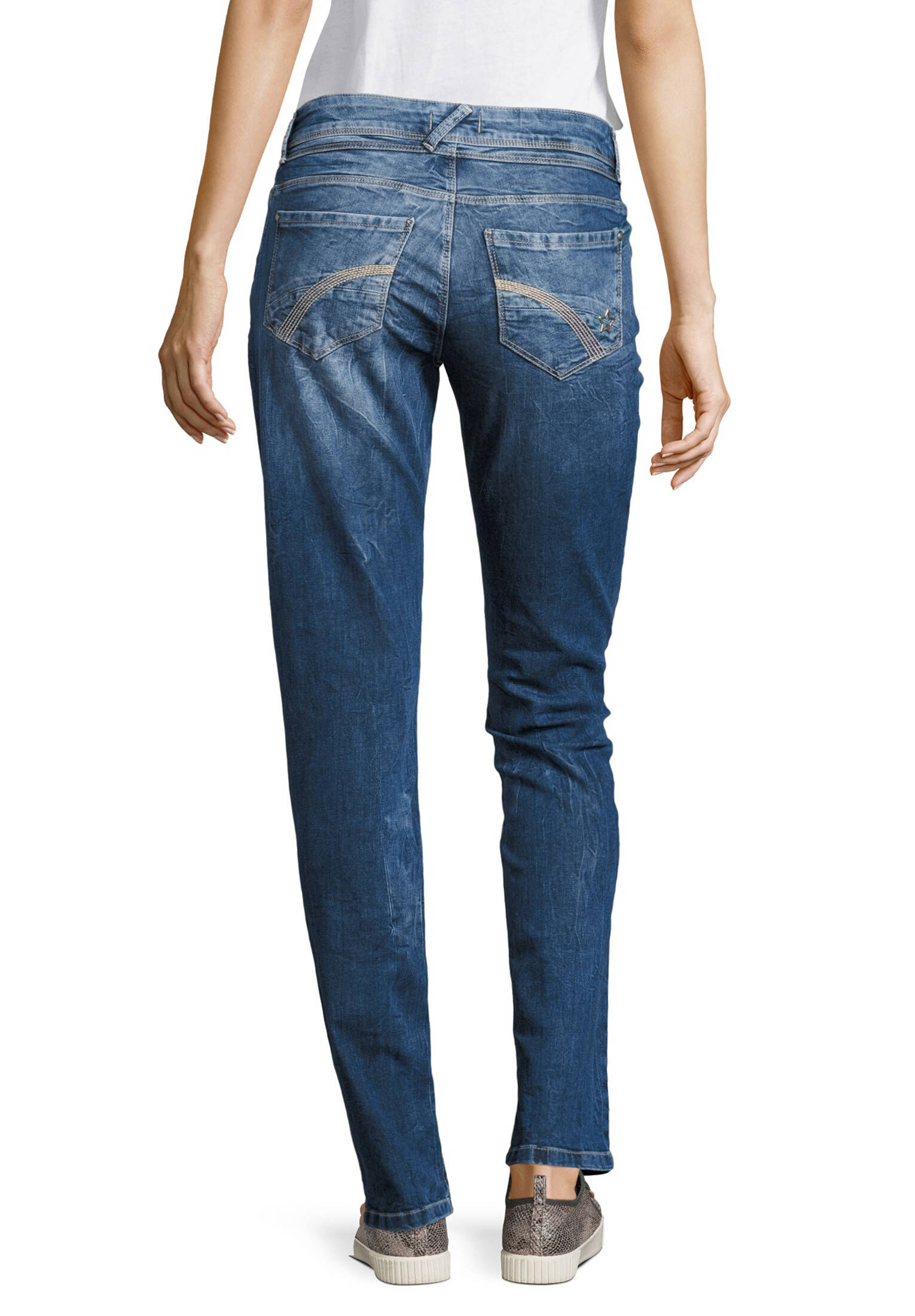 Cartoon Damen Jeans Mit Strass-Steinen – Gerade Passform, 76 Cm Schrittlänge, Trendy & Stylisch