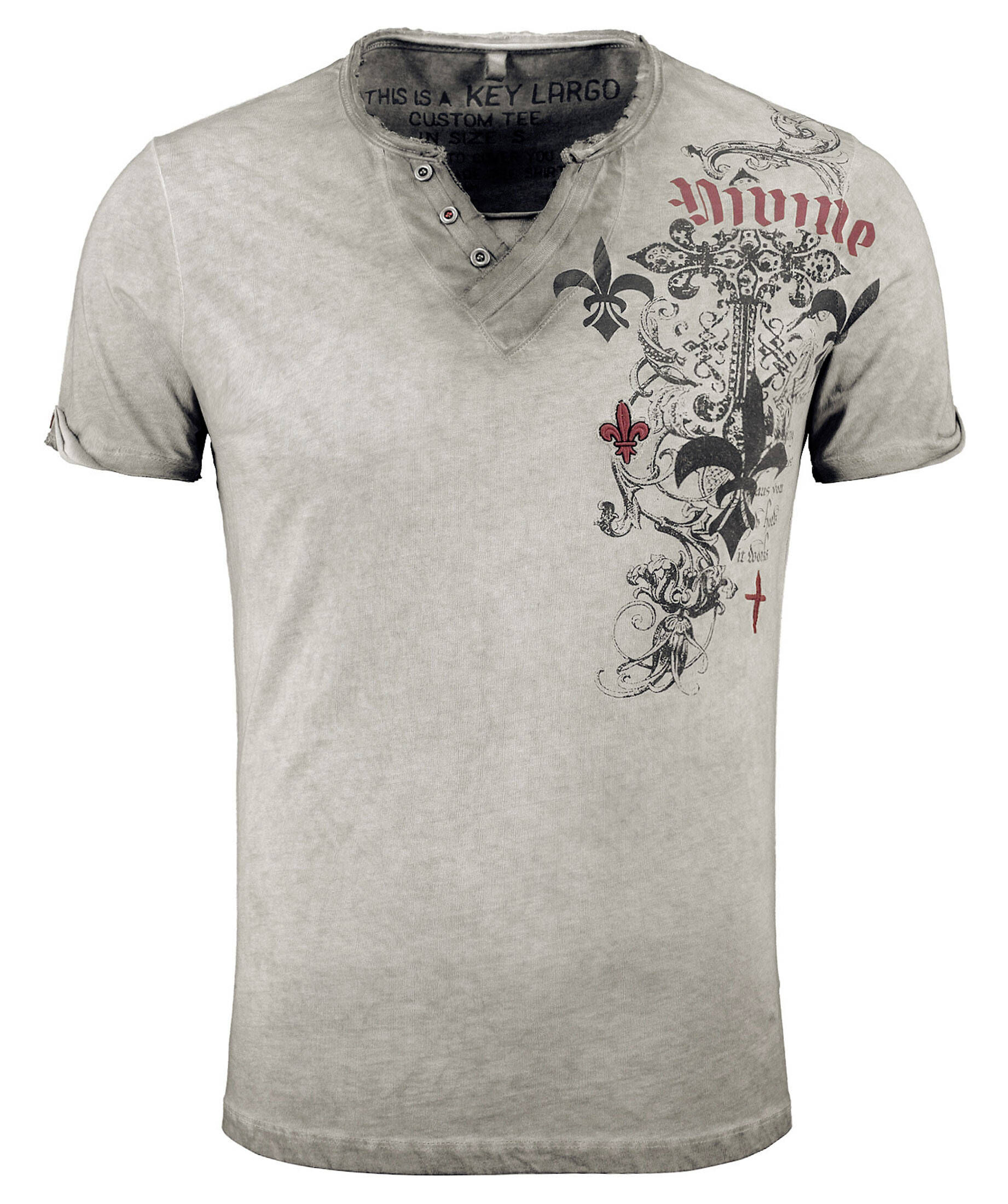 Key Largo Mens Branded T-Shirt Vintage O-Neck Biker Jones Fit Tee Jack WOW - Foto 5