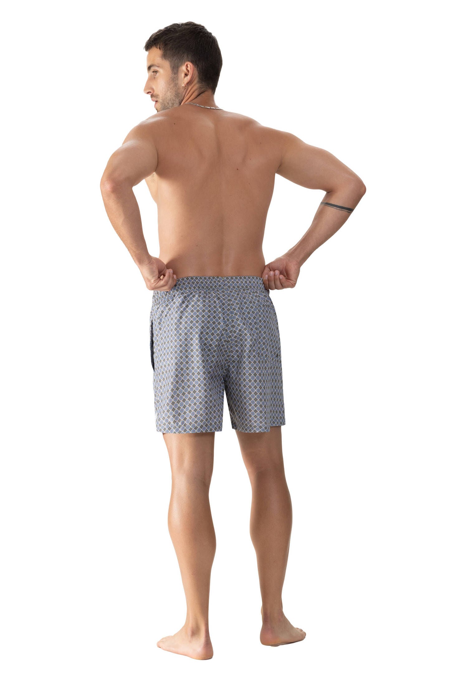 Mey Bade-Serie Broader Stripe Herren Badehose – Yacht Blue, Größe L, Board Shorts Mit Pull-on-Verschluss