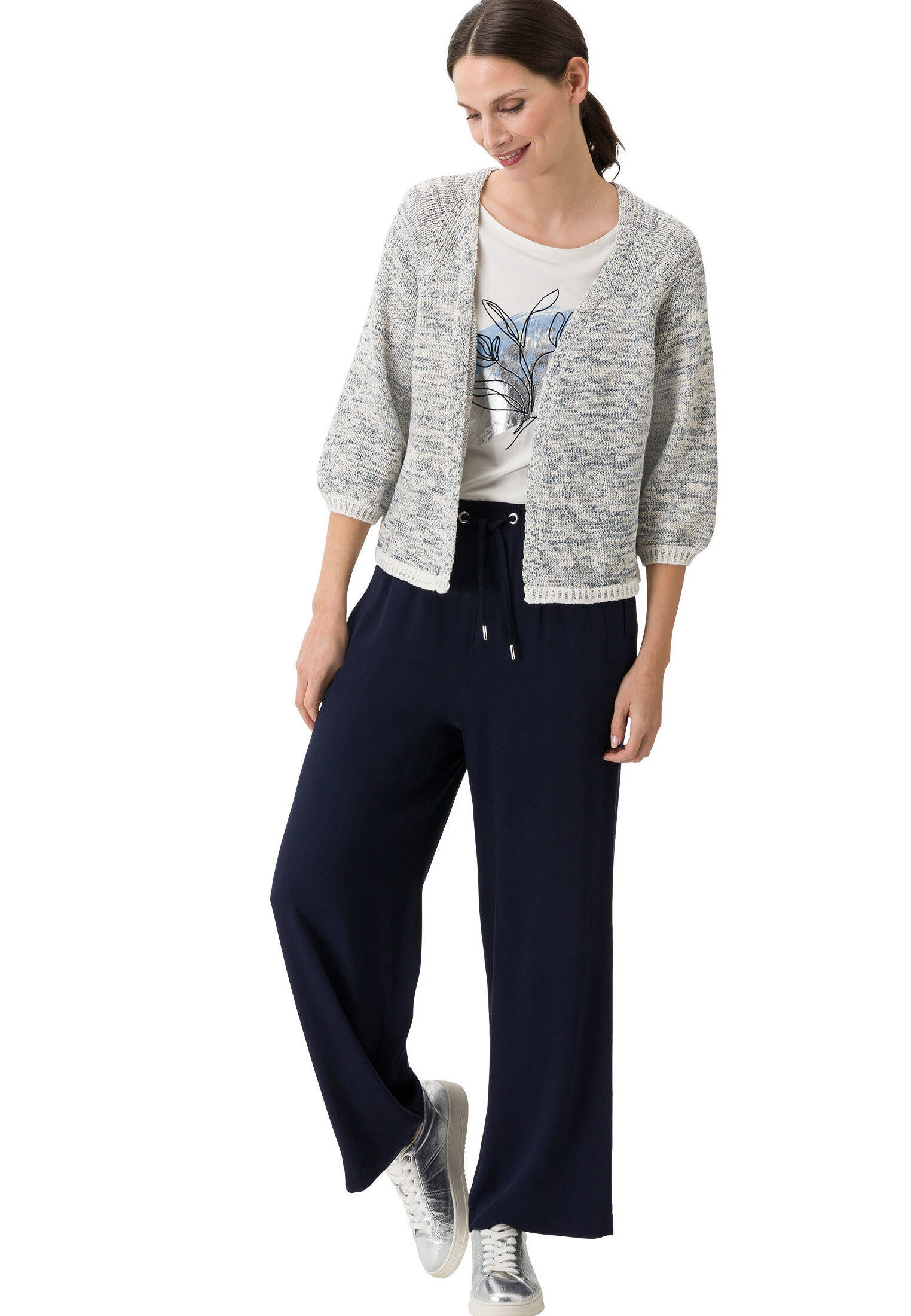 Street One Damen Shirt Mit Print - Lässiges Shirt Mit Dropped Shoulders