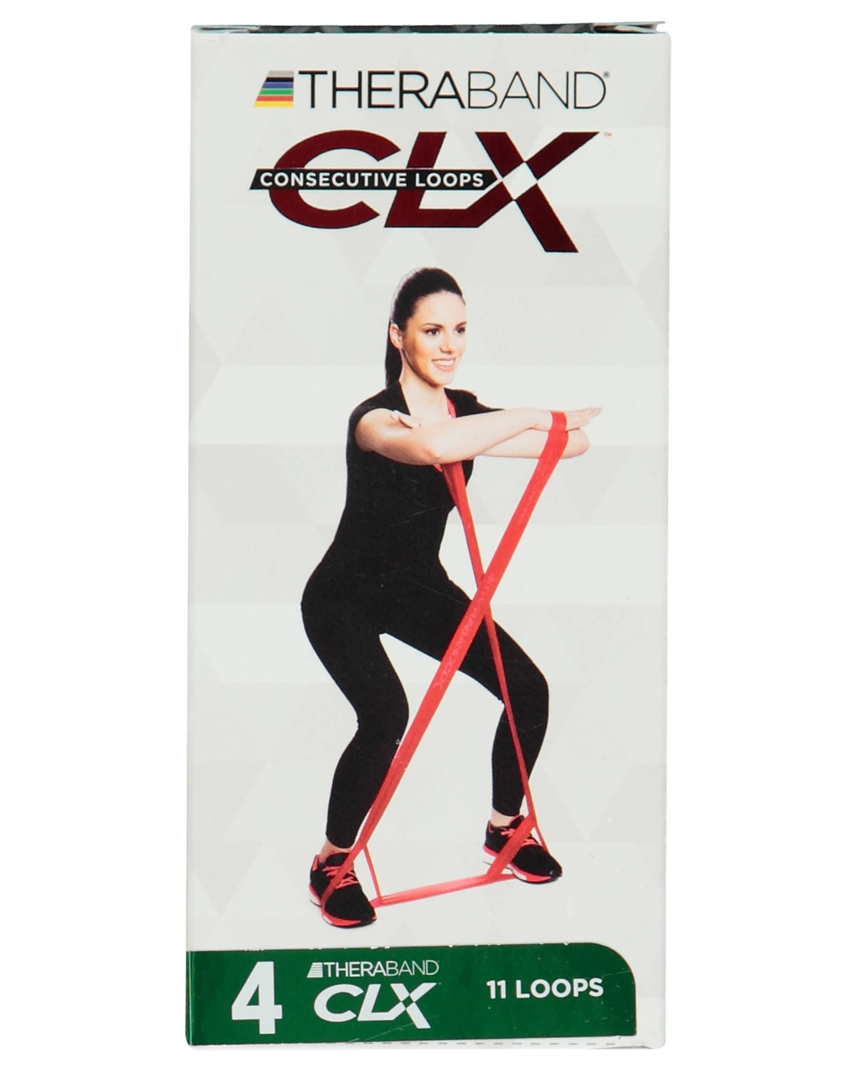 Thera-Band Non-Latex CLX Consecutive Resistance Band Loops, Individual 5 Foot Pre-Cut, 9 Loops, Red, Medium, Beginner Level 3