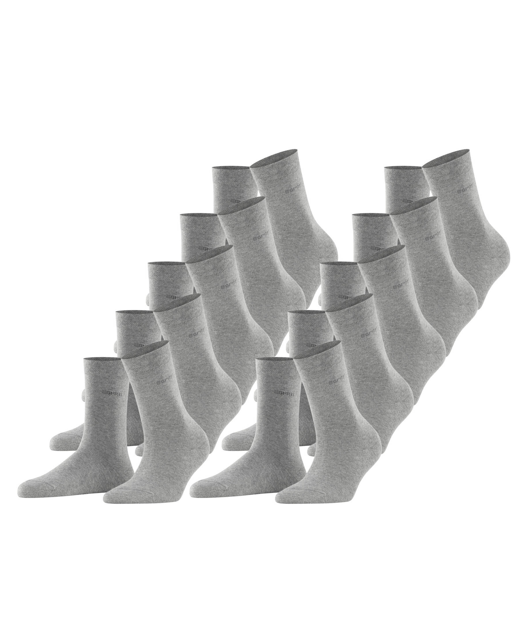 ESPRIT Damen-Socken Basic Pure – 4er Pack, Größe 39-42, Hoher Baumwollanteil, Bequem & Alltagstauglich (Light Greymel)