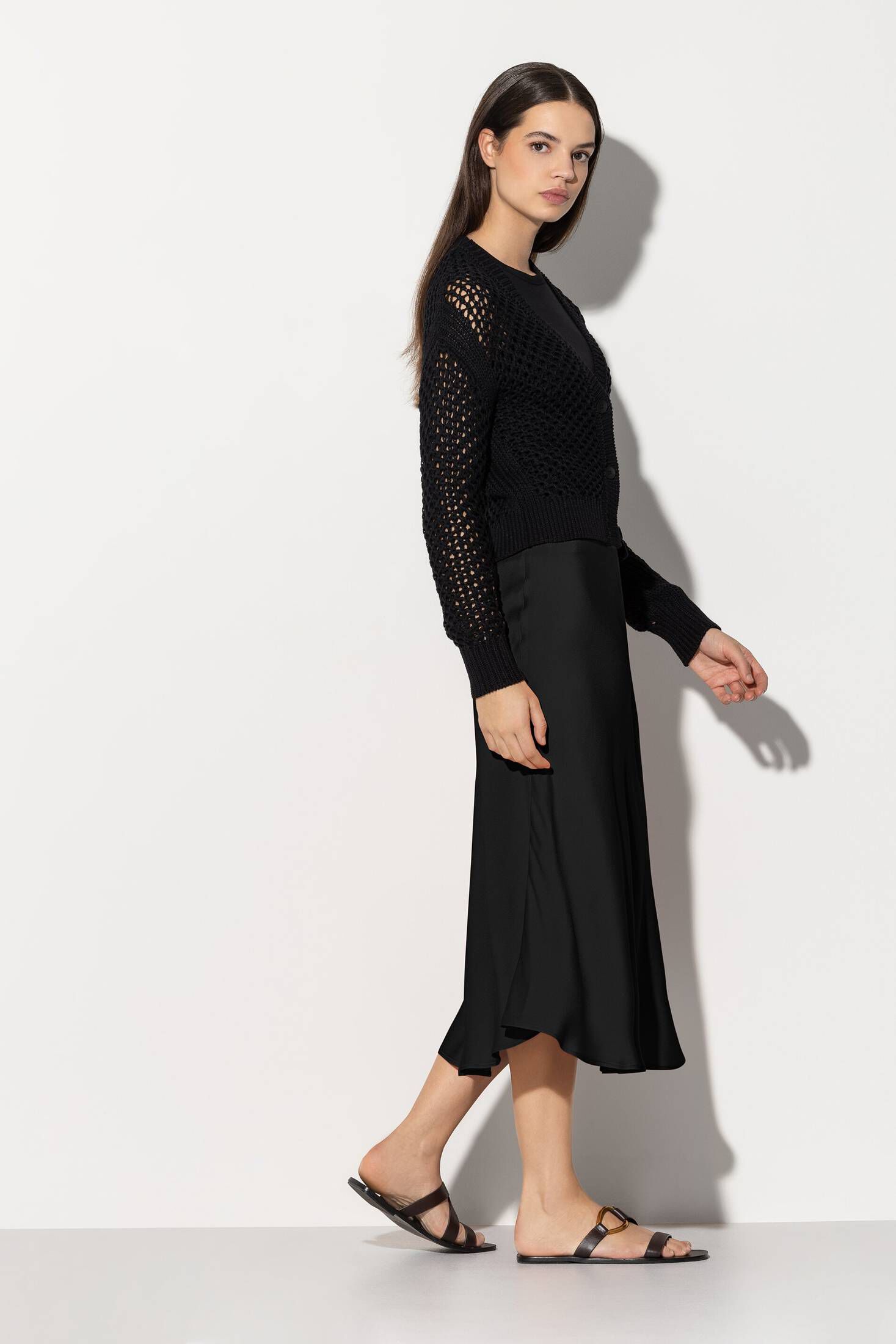 Damen Satinrock Lang - Hohe Taille A-Linie Midi Rock Für Business & Party