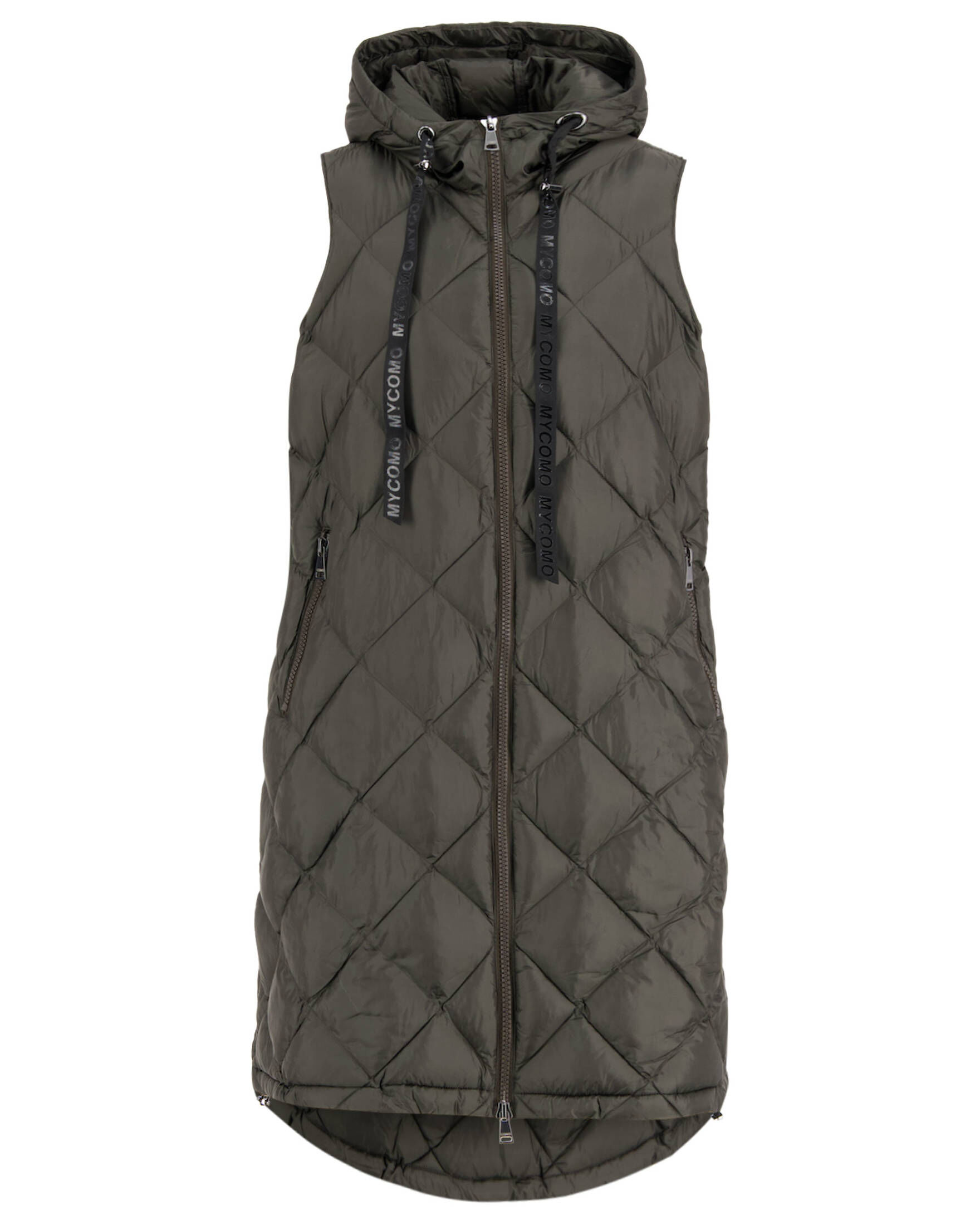 Damen Steppweste Lang Mit Kapuze - Ärmelloser Wintermantel Knielang