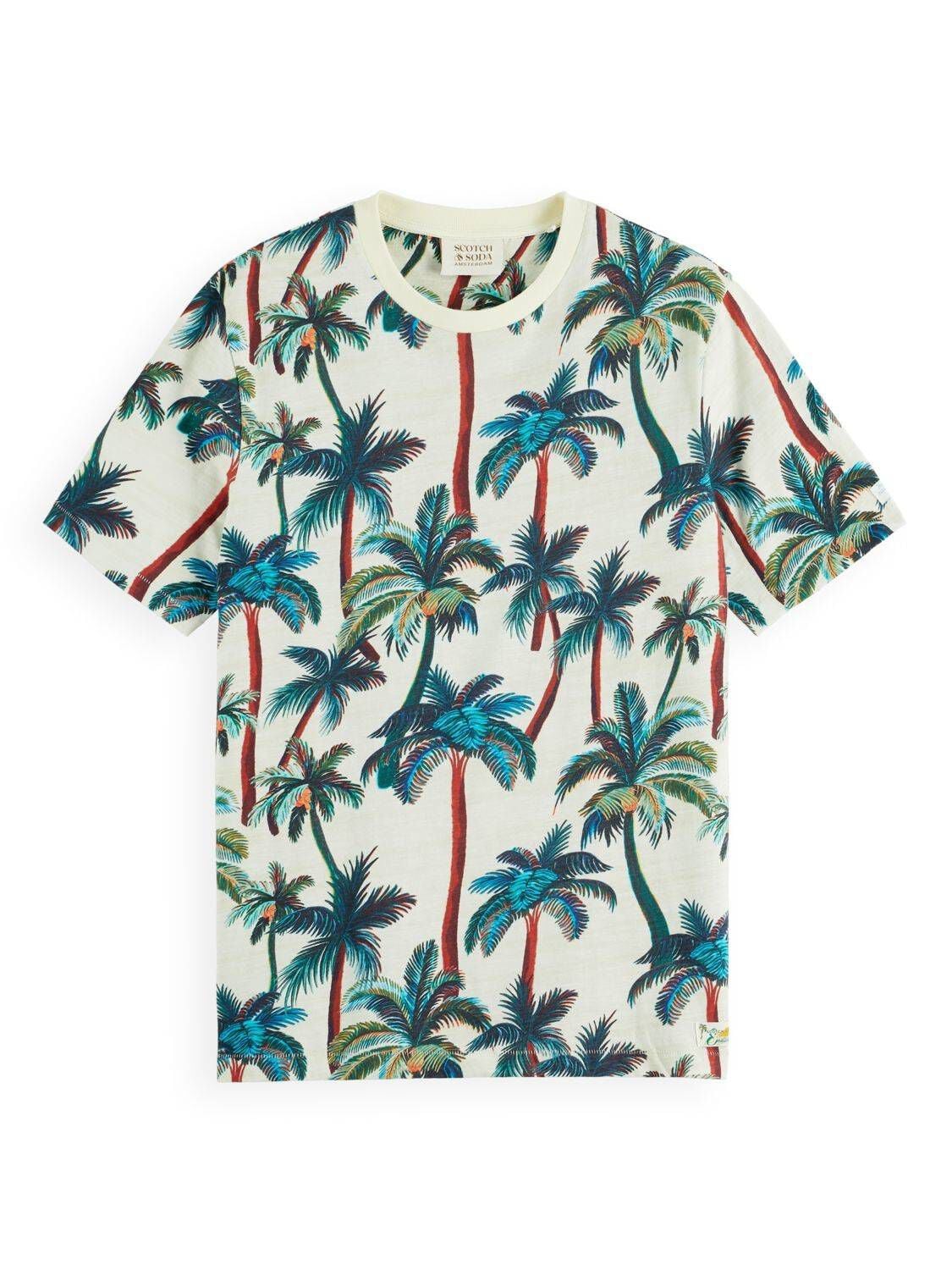 Scotch & Soda Herren T-Shirt – Relaxed Fit Mit All-Over-Print, Diamond Blue, Gr. L