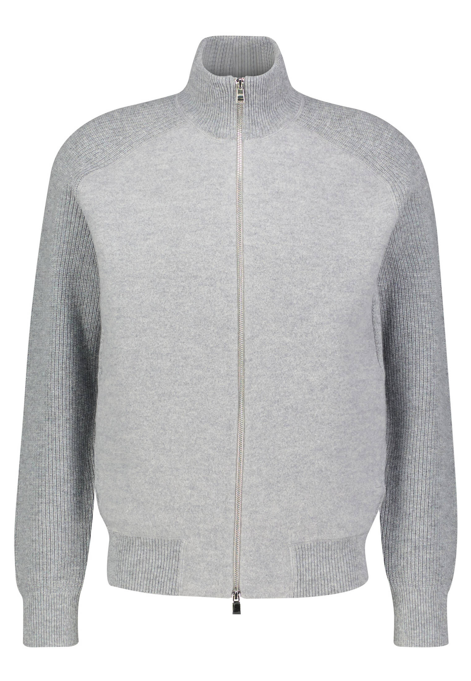 BOSS Herren Strickjacke aus Schurwolle H-HIBISCO in grau kaufen