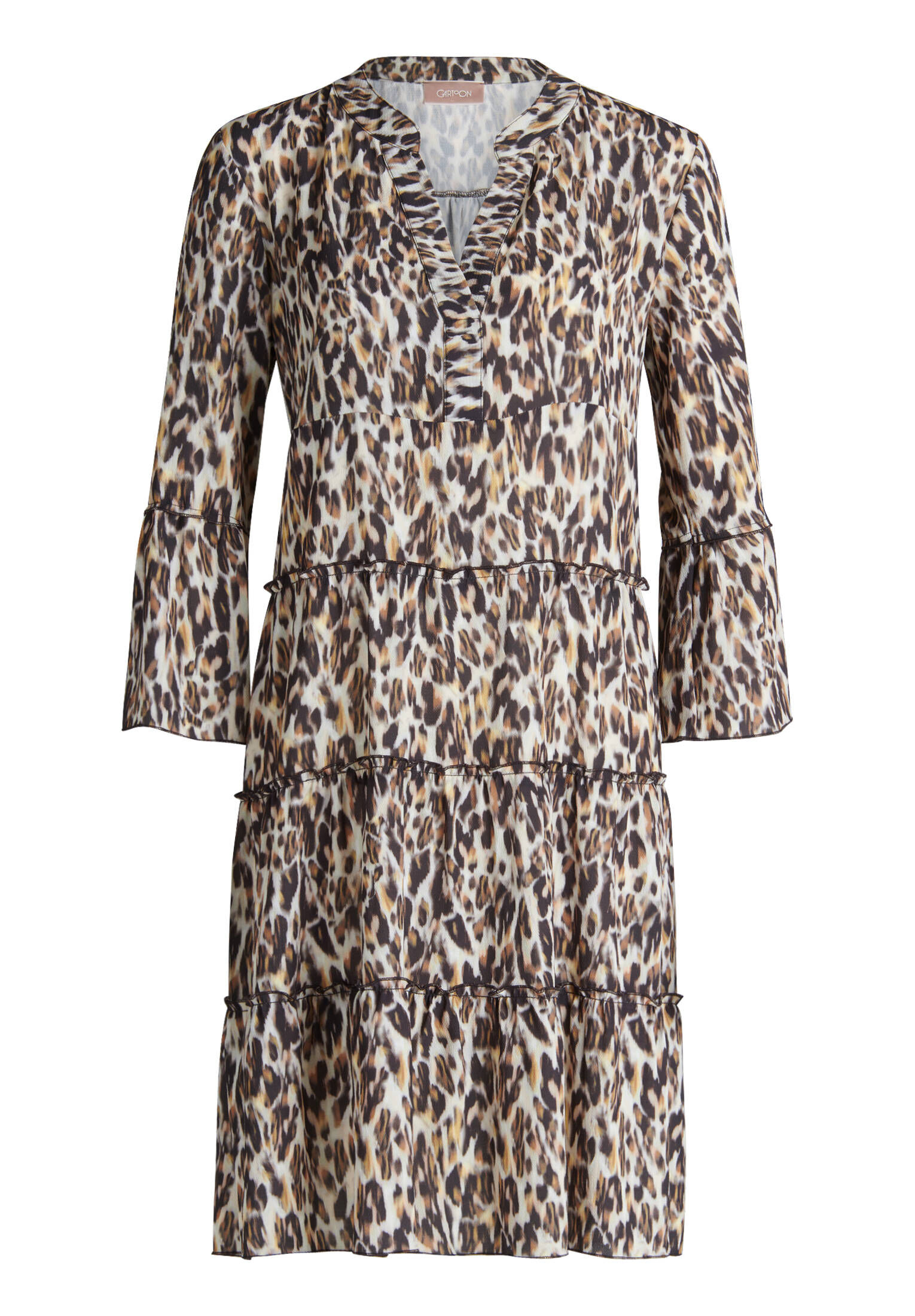 Cartoon Damen-Kleid Mit Bindeband – Viskose, Knielang, Langärmlig, Lässig & Stylisch