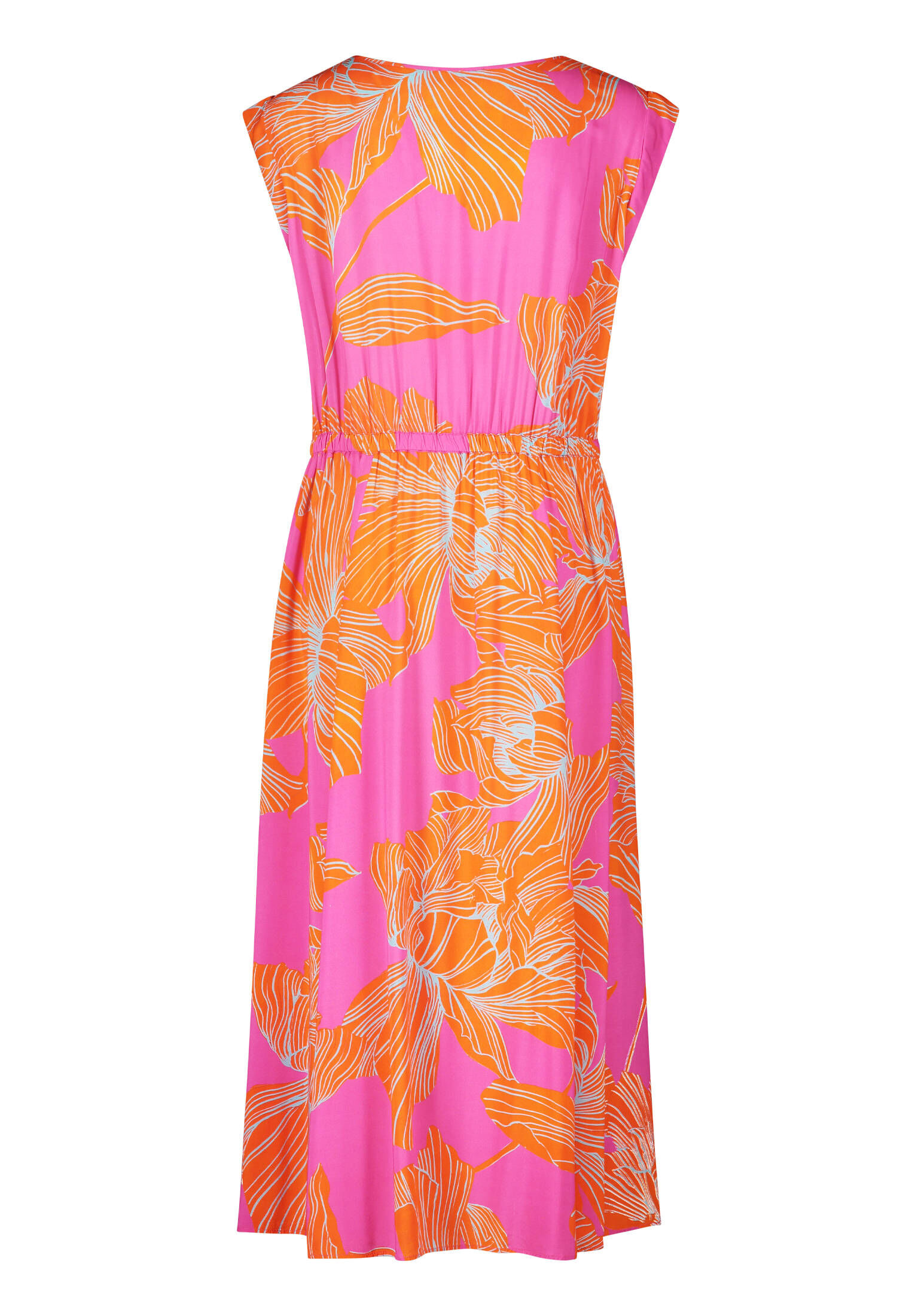 Cartoon Damen Sommerkleid Mit Floralem Muster – Aus Leinen-Viskose, 102 Cm Länge | Lässig & Atmungsaktiv