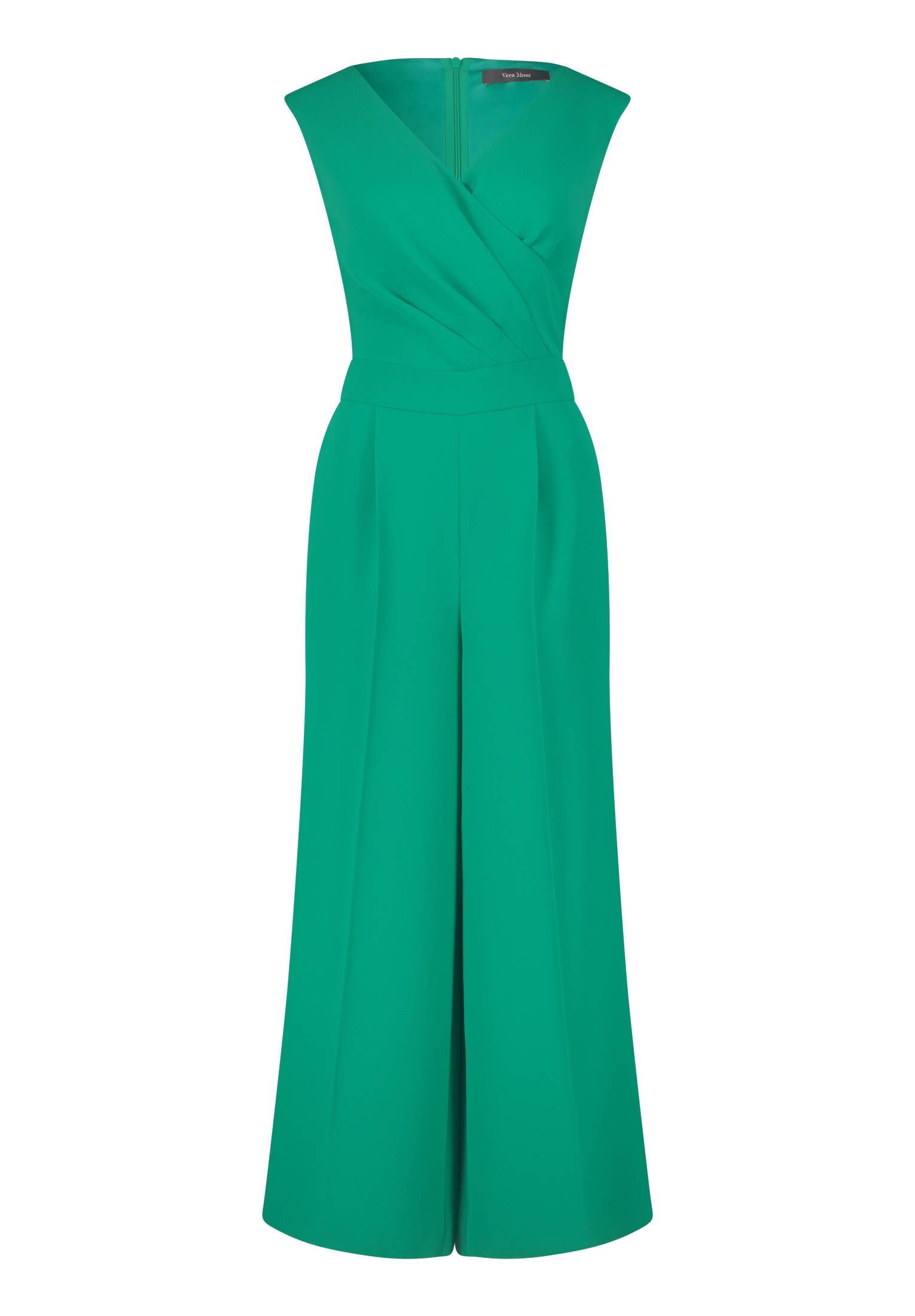 Damen Weites Bein Jumpsuit - Tiefer V-Ausschnitt und Langer Ärmel
