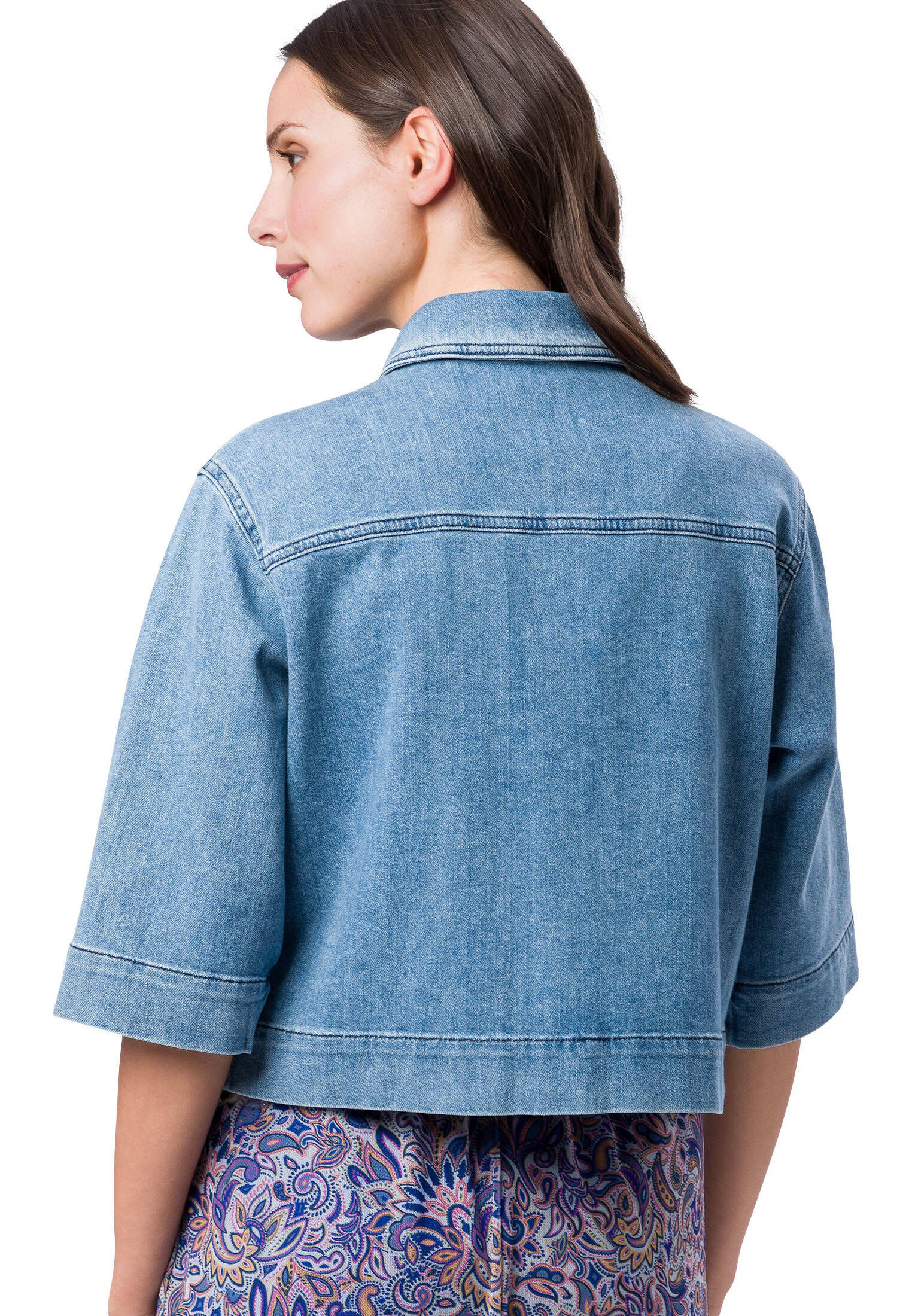 Jeansjacke Mit Stoffrmeln Damen