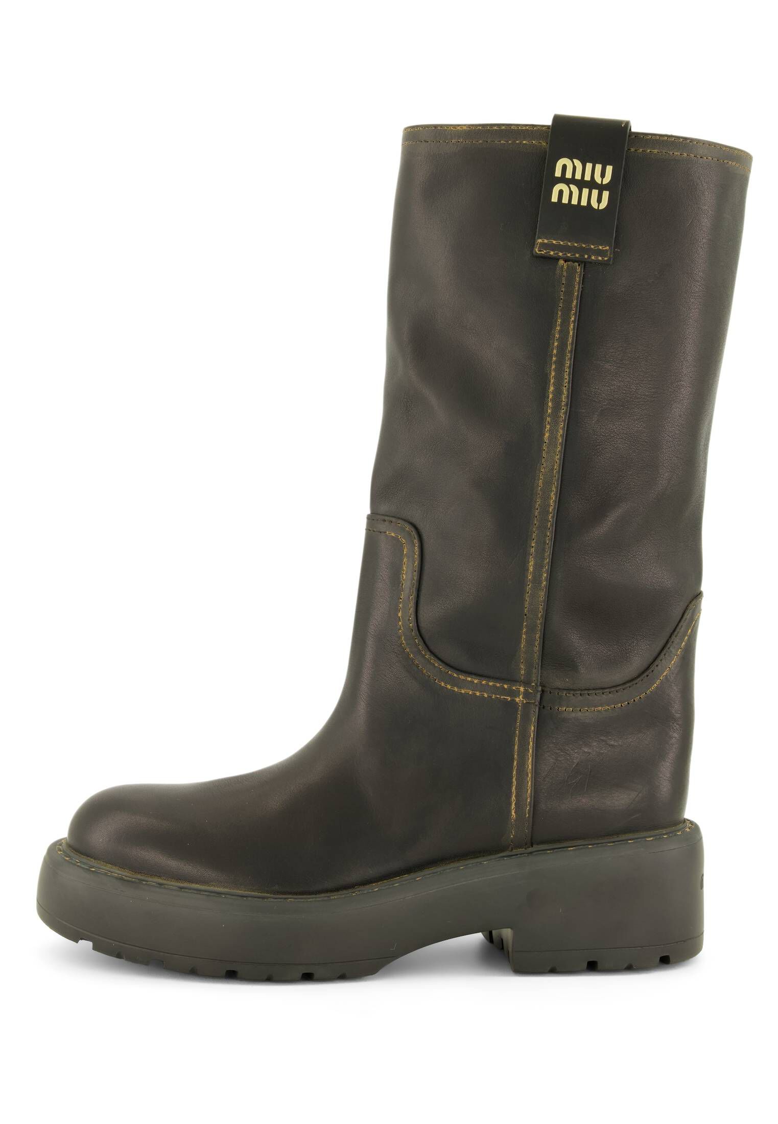 Miu Miu Damen Schuhe SUEDE BOOTS aus Leder in schwarz kaufen