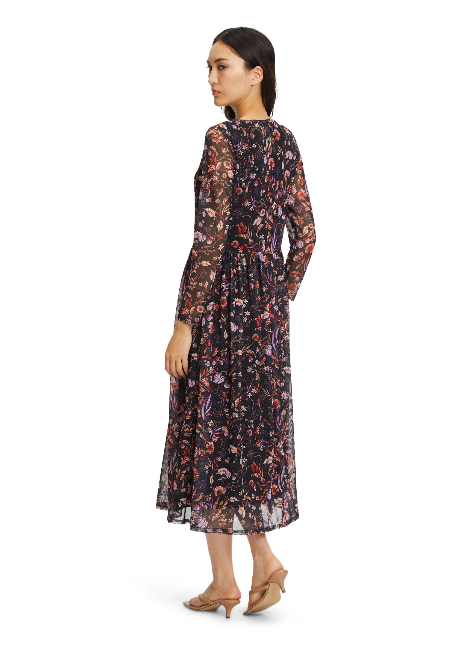 Damen Langarm Maxikleid Mit Blumenmuster