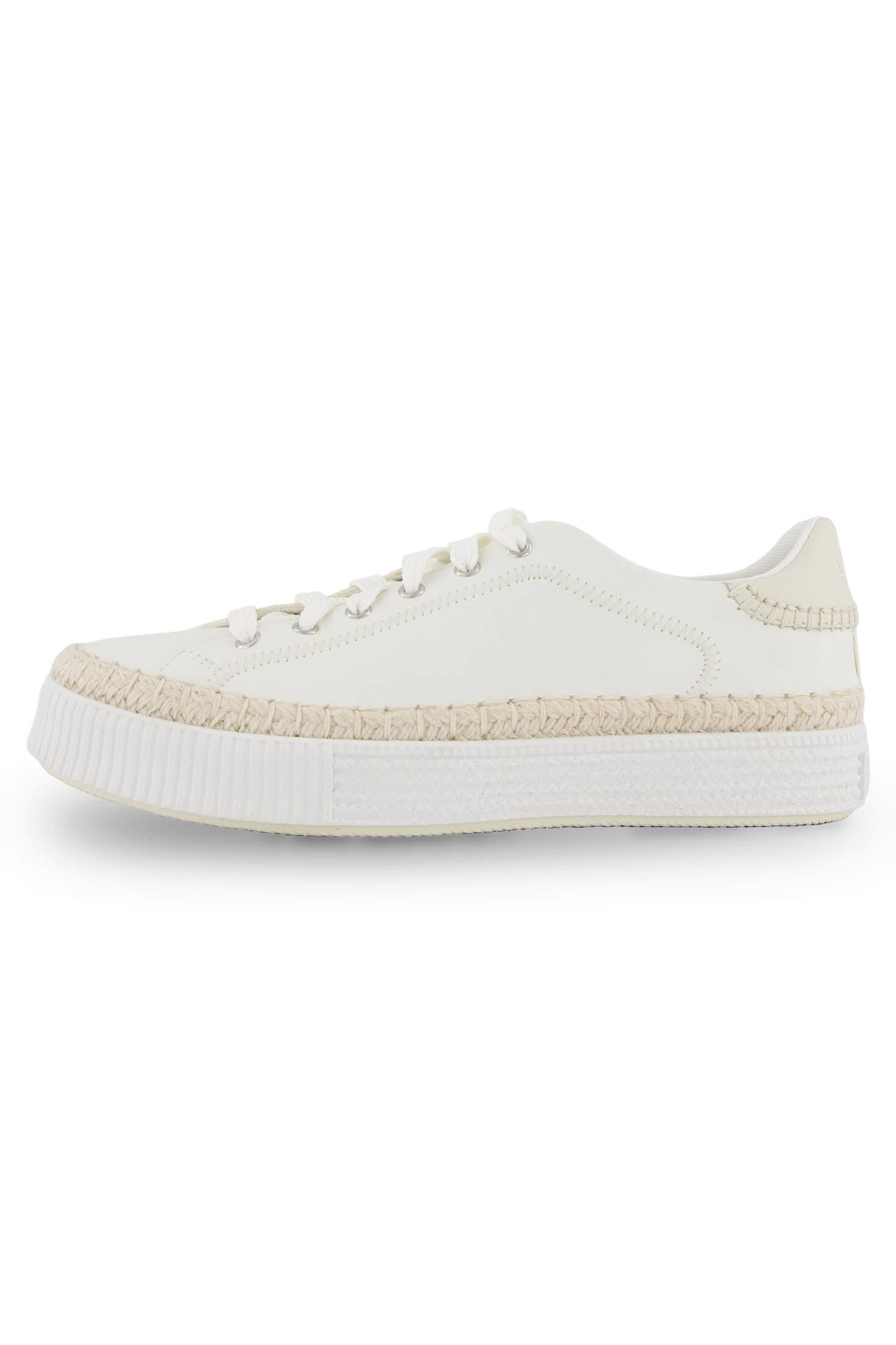 CHLOÉ TELMA LACE-UP SNEAKER IN CREAM BEIGE LAMBSKIN AND RAFFIA