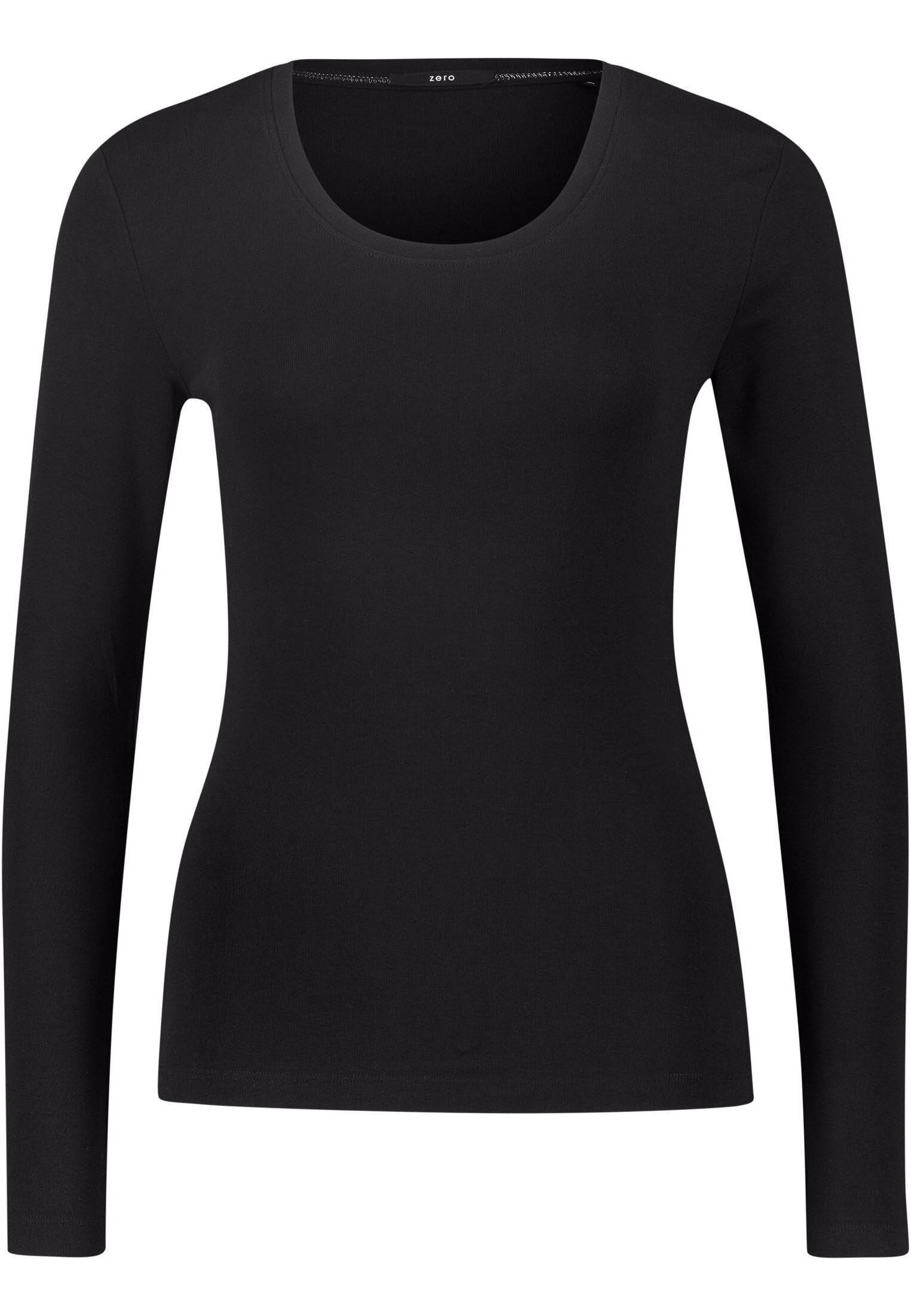 Zero Damen Mesh Langarmshirt Mit Druck – Figurbetont, Kariertes Muster, Aus Leichtem Mesh-Stoff, Perfekt Zum Layern