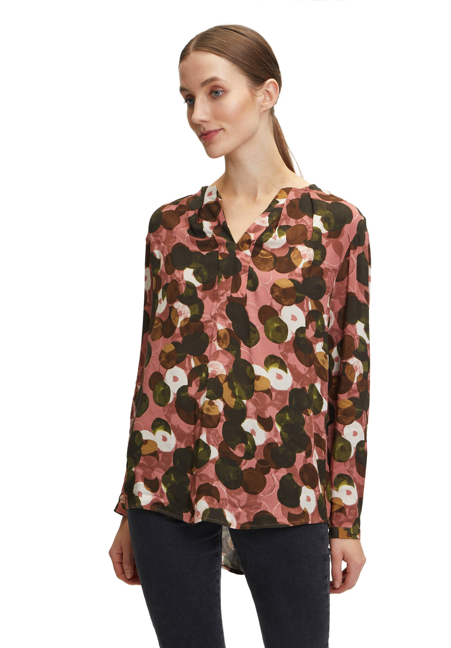 Cartoon Damen Bluse Mit Muster & Dekorativer Kette – Lässige Passform, 60 Cm Länge, 100% Viskose