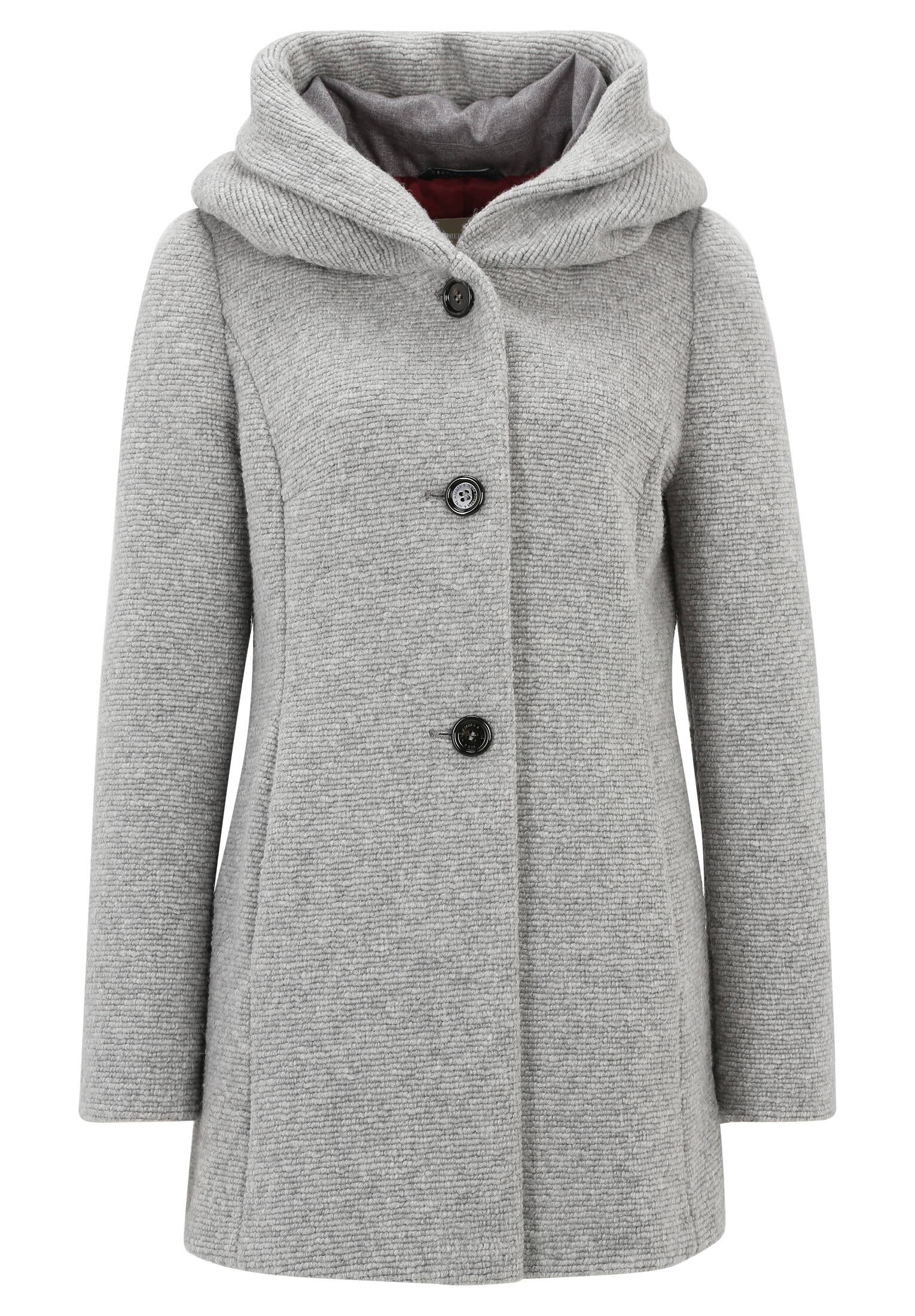 Kapuze Kurzmantel Grau Tailliert Langer Wintermantel Damen