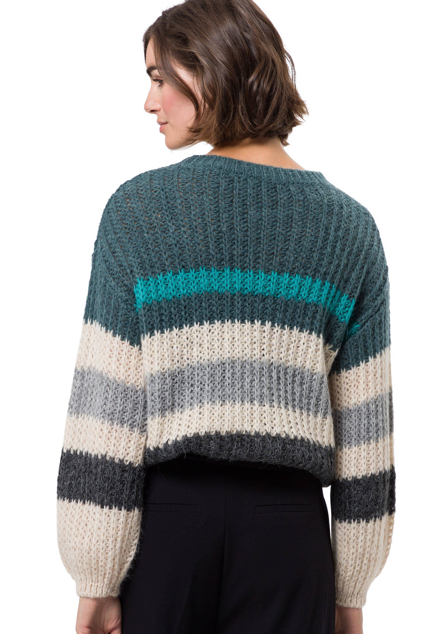 More & More / Damen-Strick / Striped short Sleeved Pullover main image 1