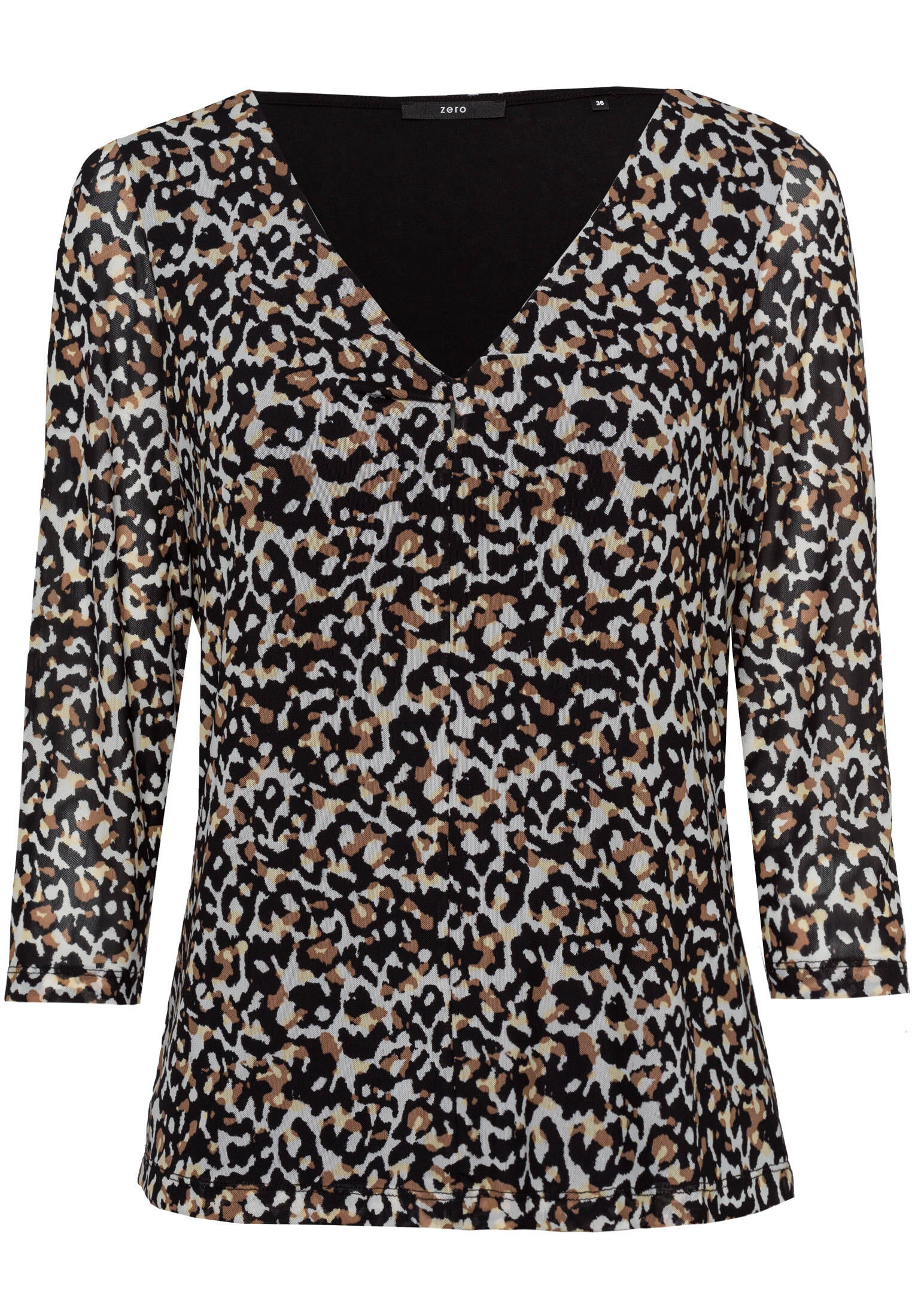 Zero Damen Animalprint T-Shirt - Figurbetont Mit Rundhals - Kurzarm