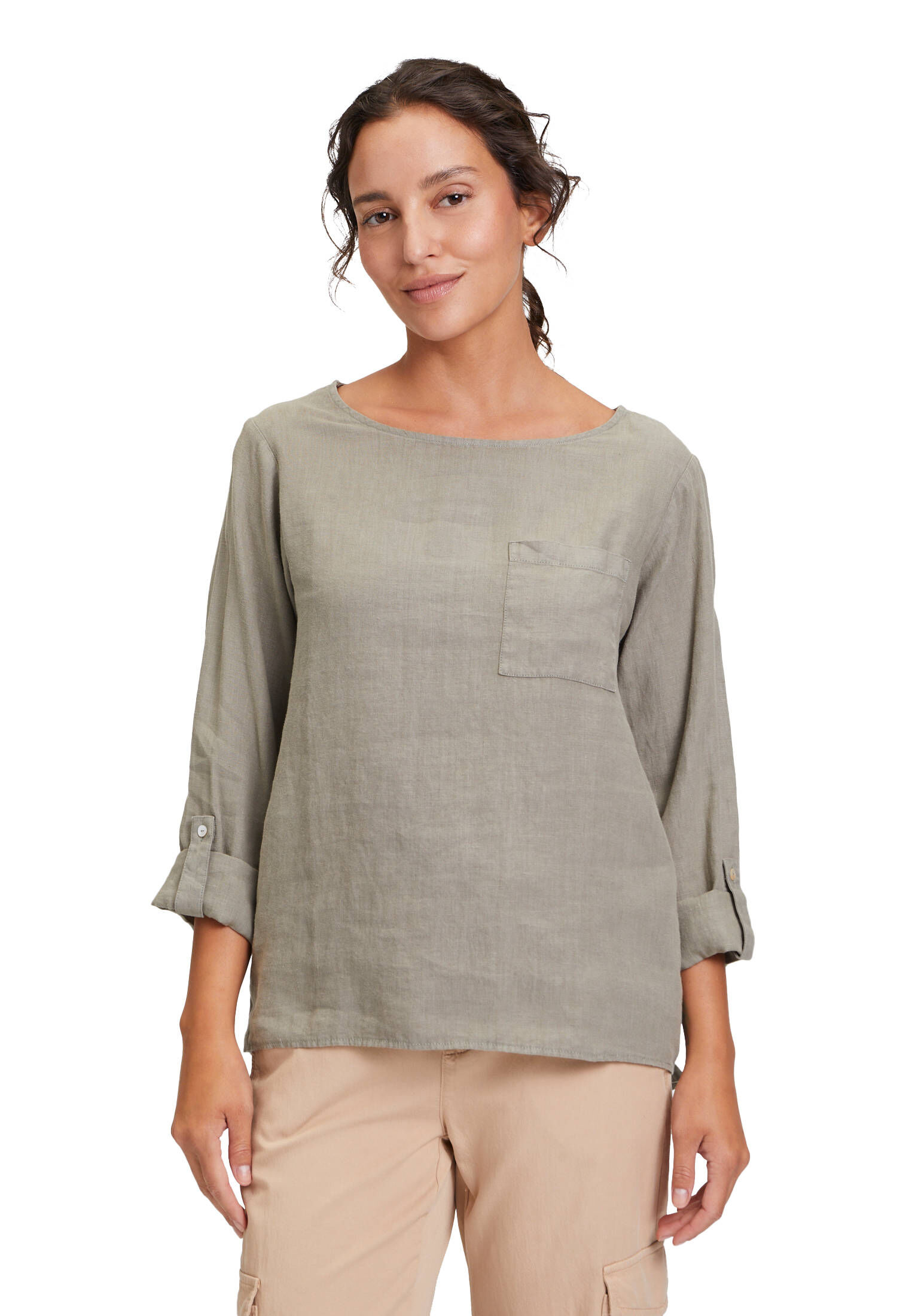 Damen Leinenbluse 2025 - Elegante Langarm-Tunika Mit V-Ausschnitt