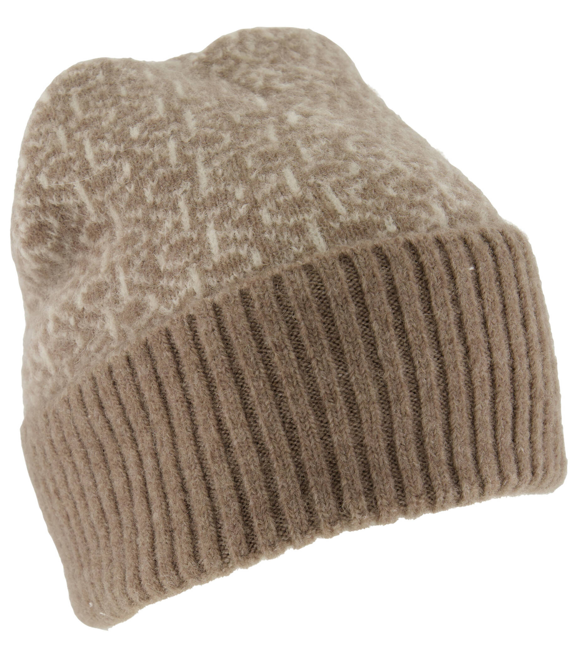 Calvin Klein Damen Strickmütze MONOGRAM FOLD TURN UP BEANIE mit