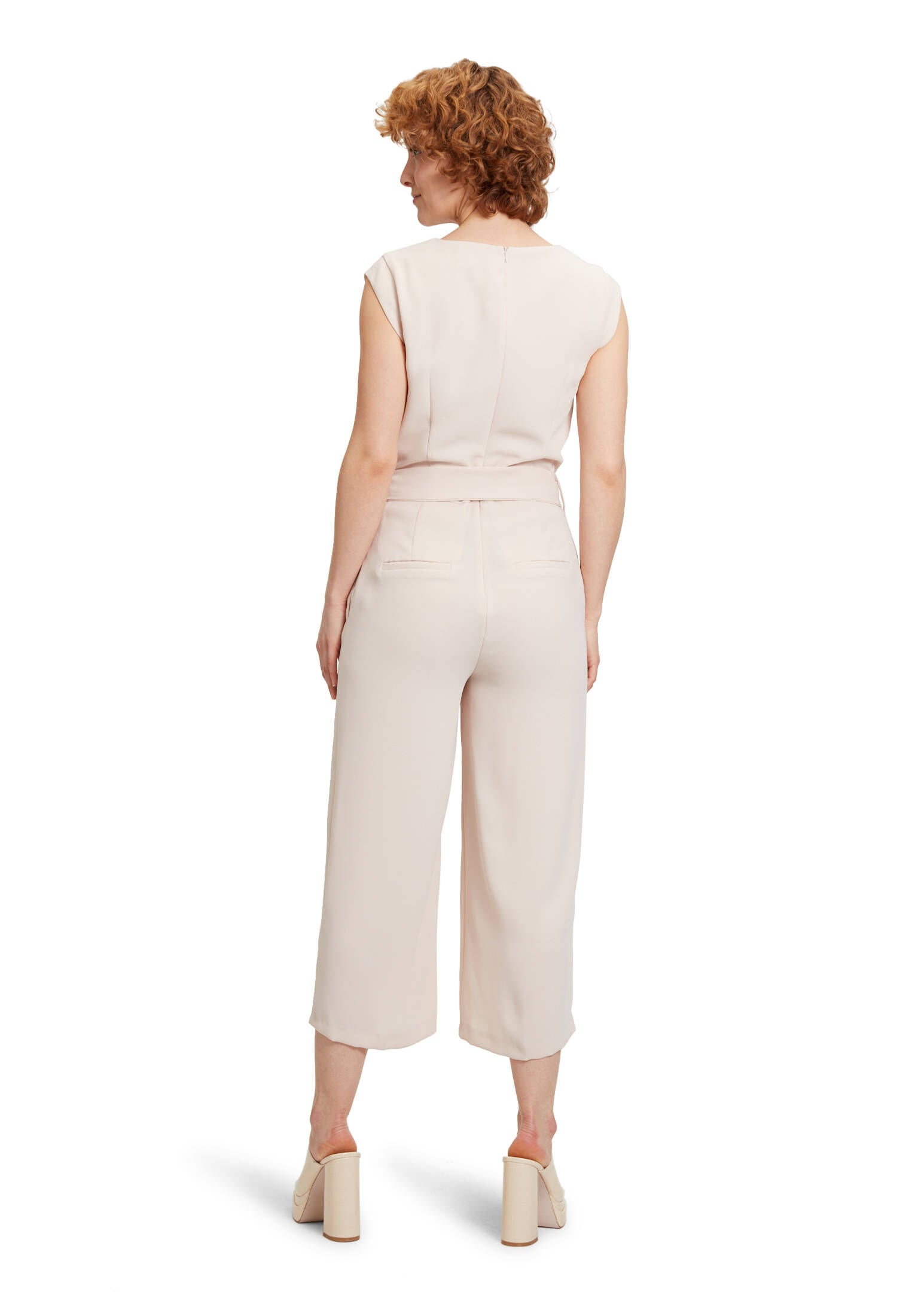 Damen Jumpsuit mit Bindegürtel - Weites Bein mit Flügelärmeln