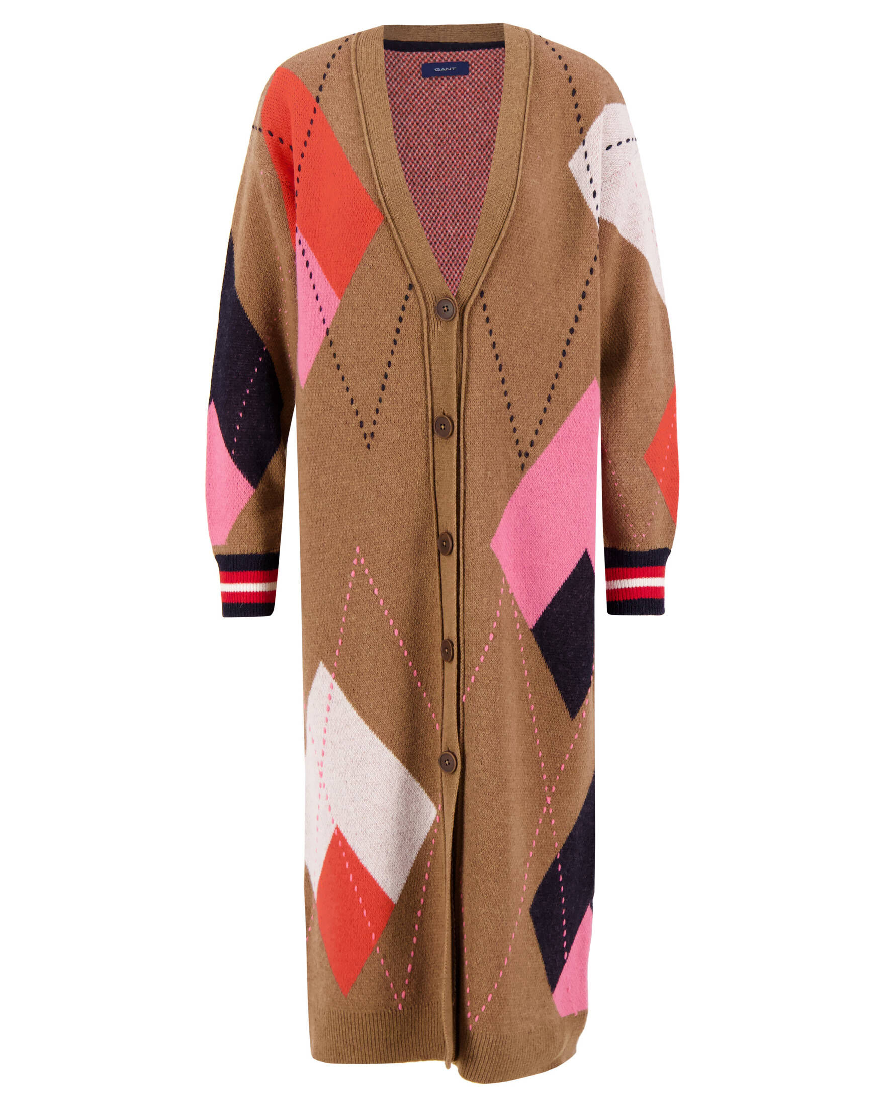 Damen Argyle Cardigan Mit Knopfleiste - Langarm Strickjacke Für Frühling & Herbst