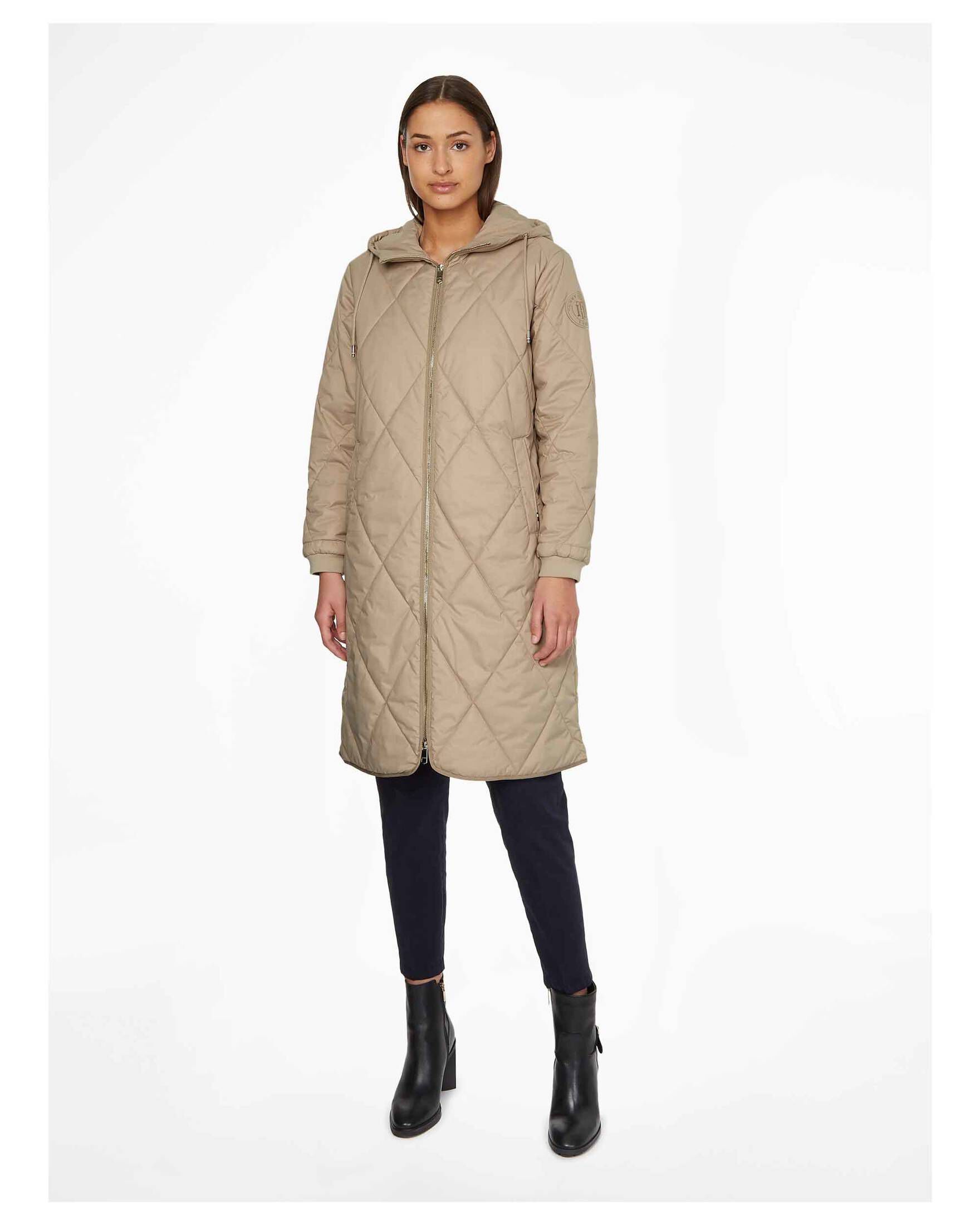 Kapuze Only Steppmantel Beige Damen Steppmantel Glanz