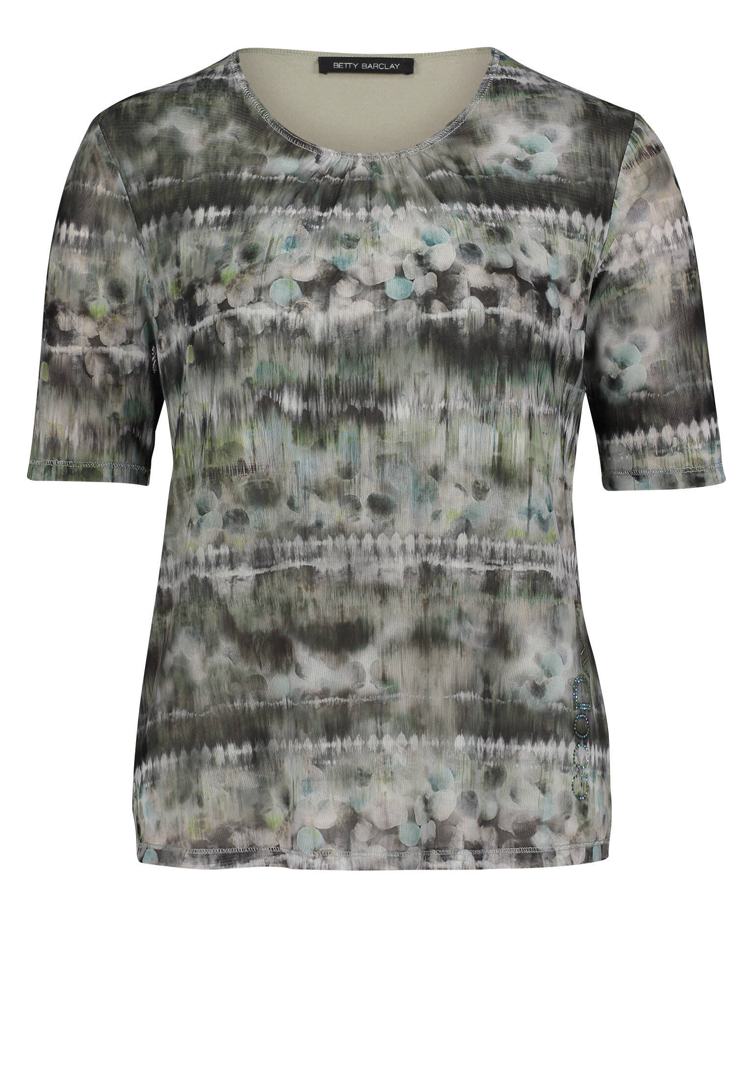 Betty & Co Damen-Shirt Mit Stehkragen – Leicht Transparent, Animalprint, Figurbetont