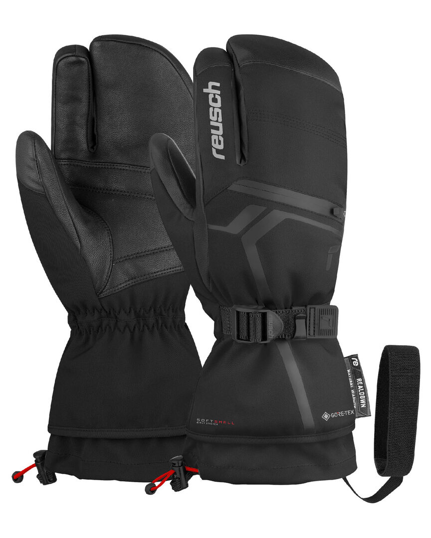Reusch Damen Hellgrau/Schwarz Fäustlinge "Down Spirit Lobster", Gr. 7.5, Silber (, Silberfarben), 50% Polyester, 45% Ziegenleder, Mehrfarbig, Handschuhe Fäu... - Image 3