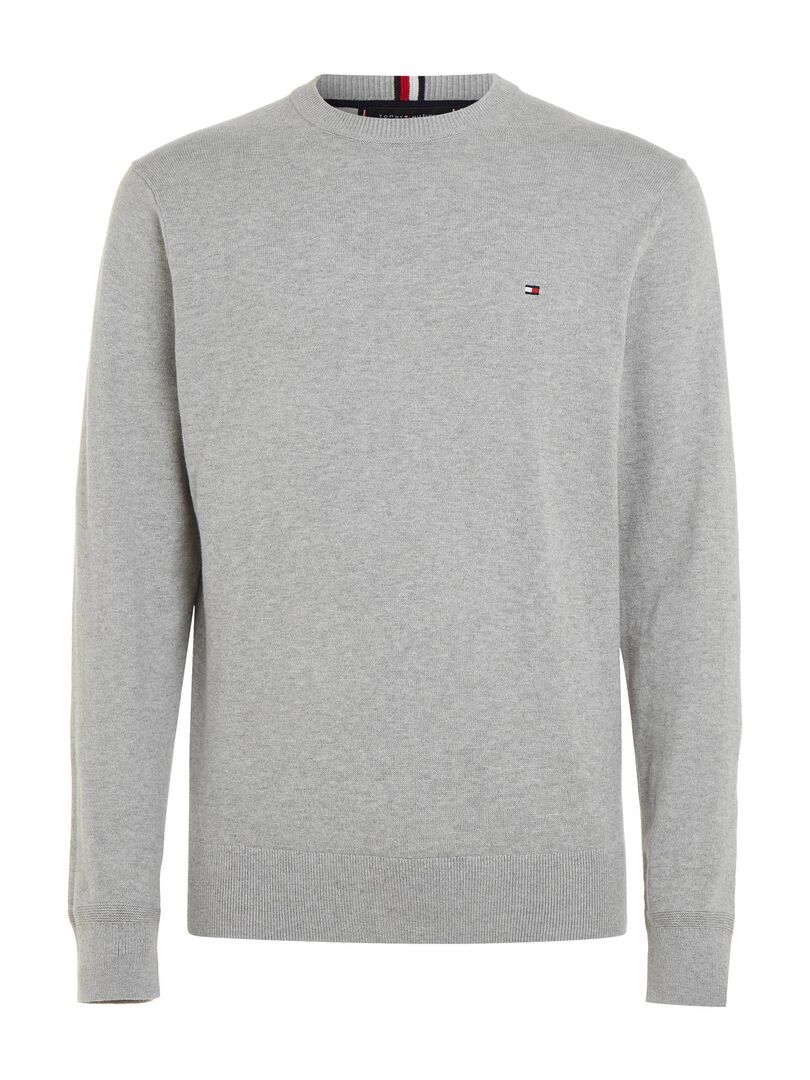 Tommy Hilfiger Herren Silber Strickpullover Aus Baumwolle Mit Kaschmir, Gr. S