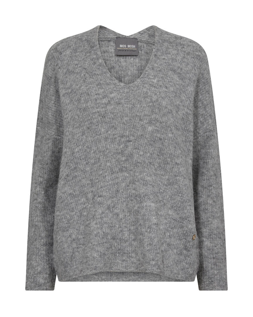 Mos Mosh - V-Ausschnitt Strick Grau Melange - Knitwear - Damen - Grau - Xl - Bild 4