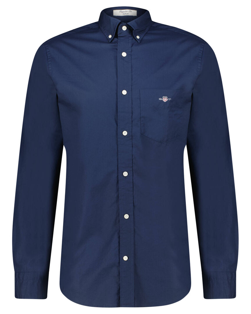 Hemden Gant Herren Marine Regular Fit Hemd Einfarbig - Bild 3