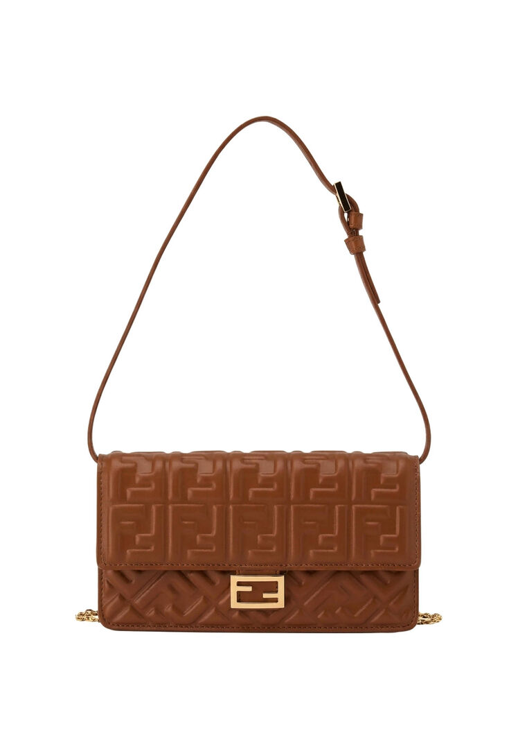 Fendi Damen Nougat Brieftasche Wallet On Chain Nappa Matisse, Einheitsgröße