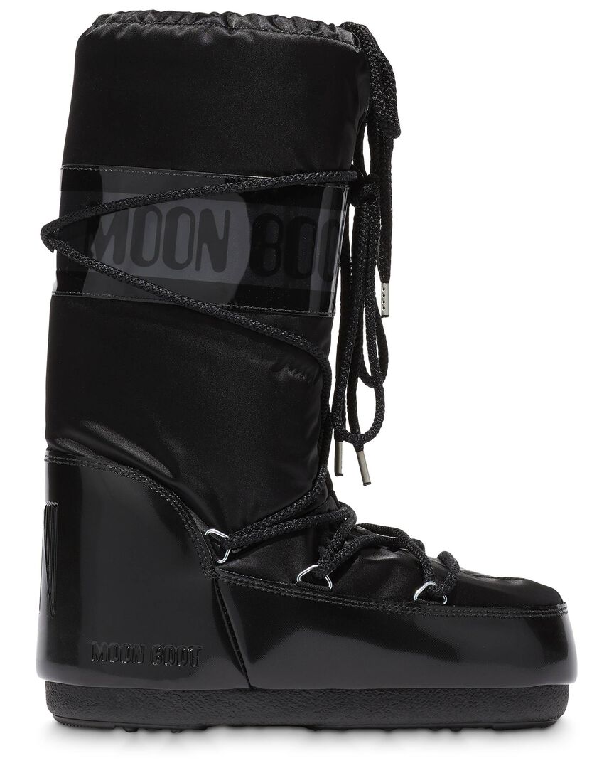 Moon Boot Damen Schwarz Stiefel Icon Glance Satin, Gr. 35/38
