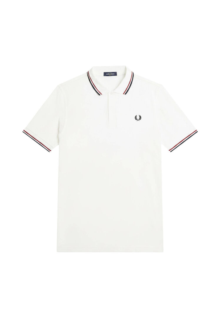 Fred Perry Herren Weiß Polo-Shirt Twin Tipped - Bild 9