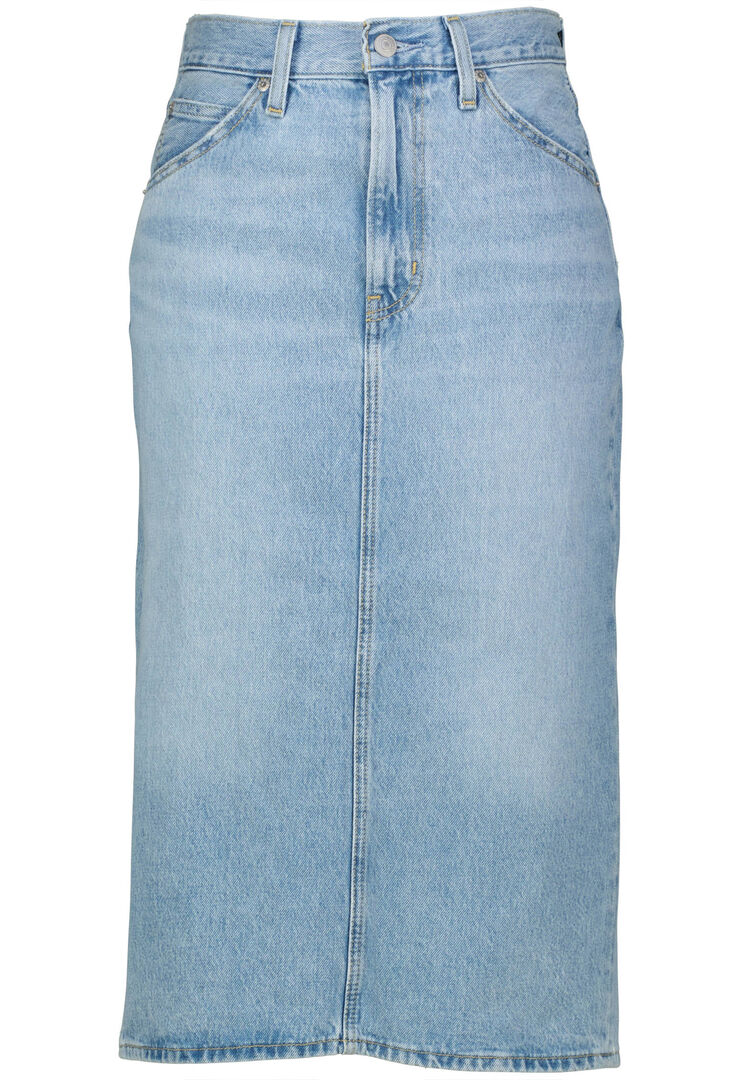 Levi's® Damen Bleached Jeansrock Hr Black Slit Skirt Riveting Cl, Gr. 24