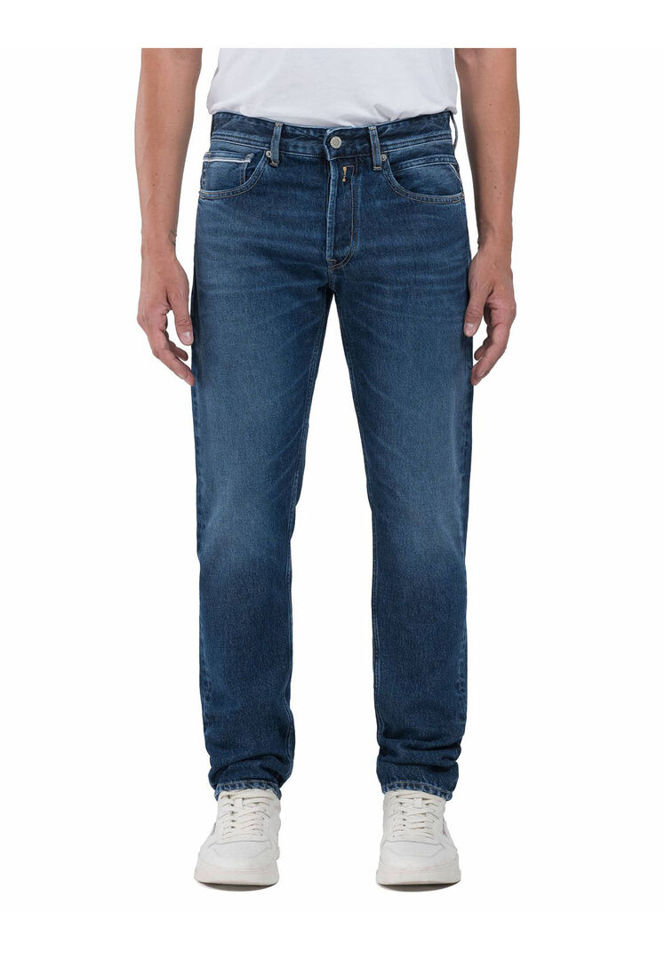 Replay Herren Stoned Blue Jeans Grover Straight Fit, Gr. 32/30