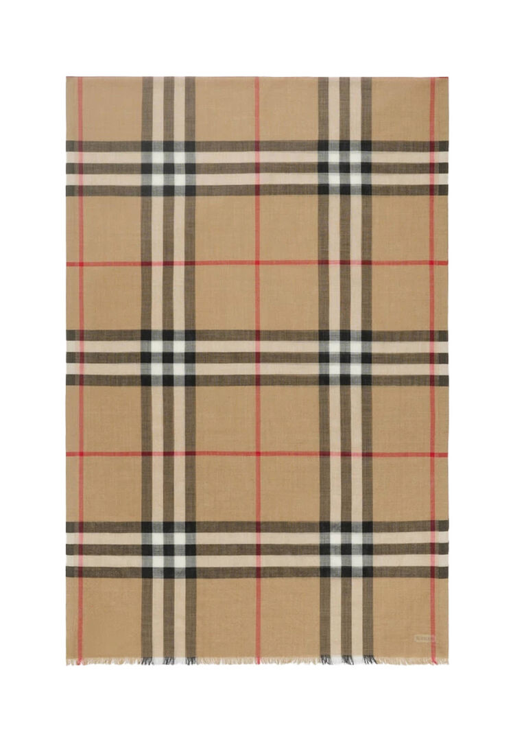 Burberry Damen Camel Schal Aus Wolle Und Seide, Einheitsgröße