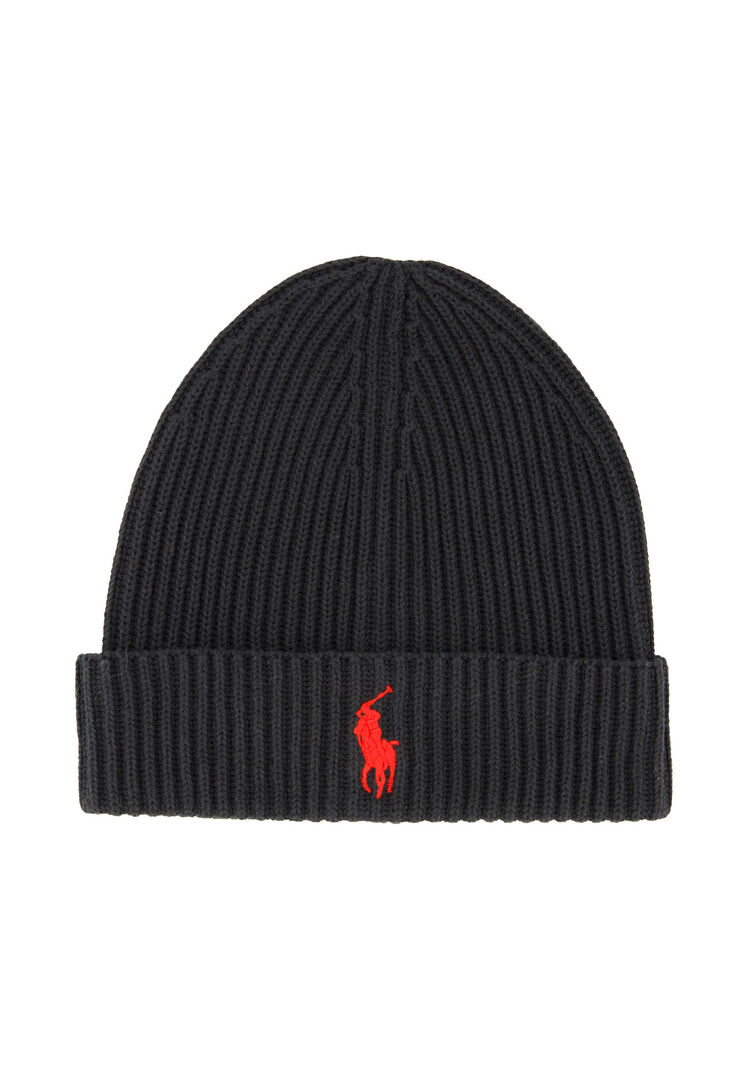 Polo Ralph Lauren Herren Schwarz Strickmütze Aus Baumwolle Beanie, Gr. Onesize - Bild 1
